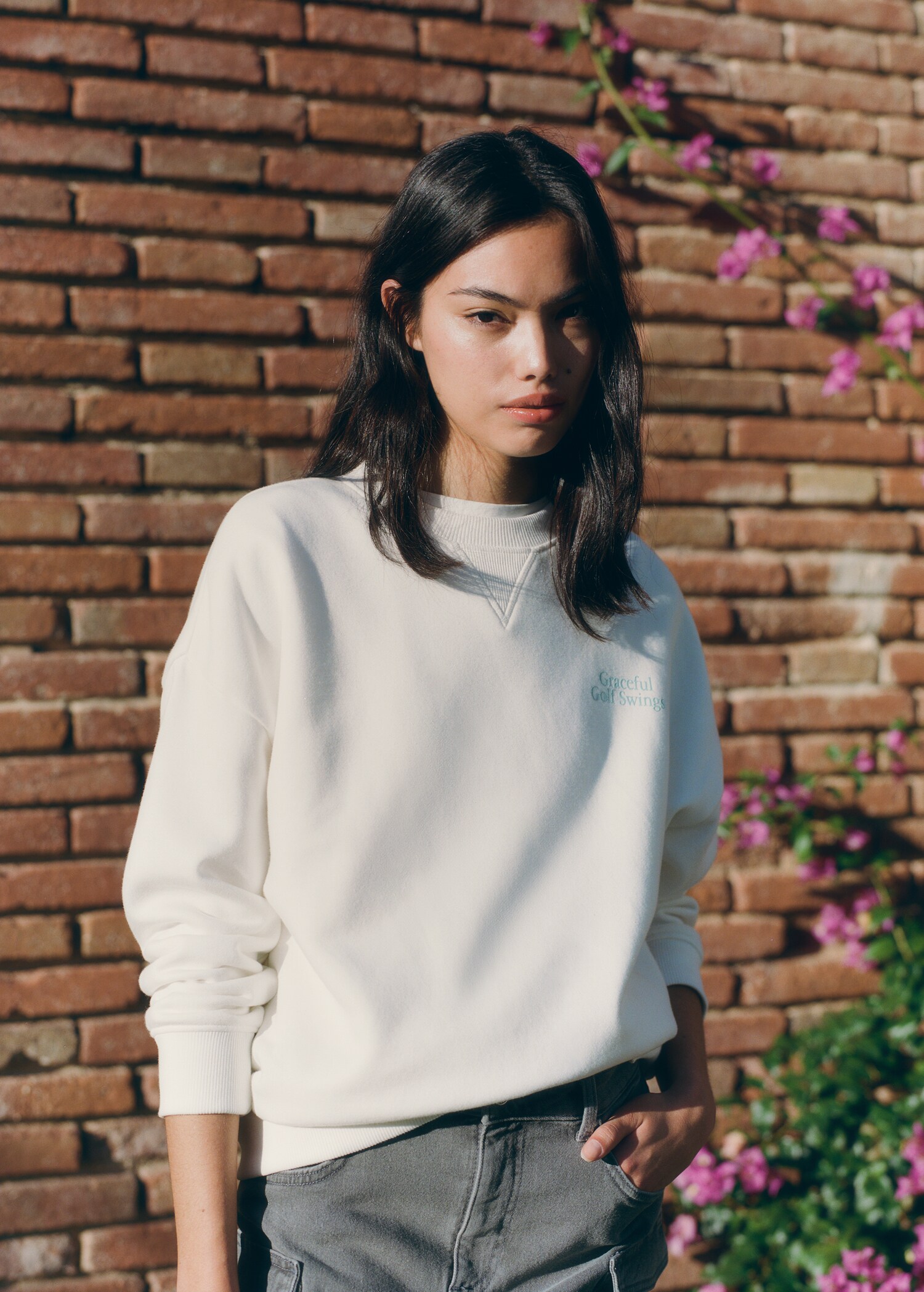 Baumwoll-Sweatshirt mit Aufschrift - Detail des Artikels 5