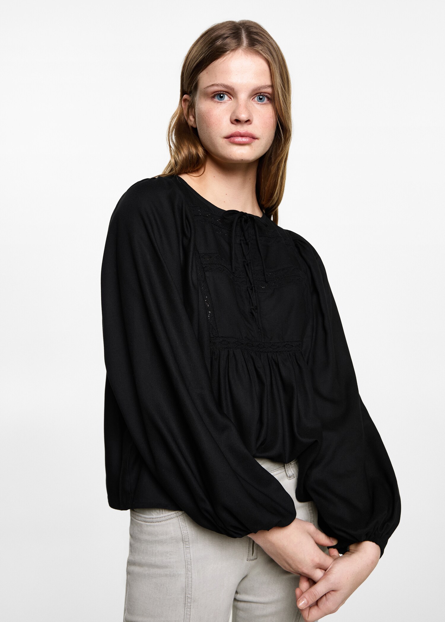 Blouse met pofmouwen - Middenvlak