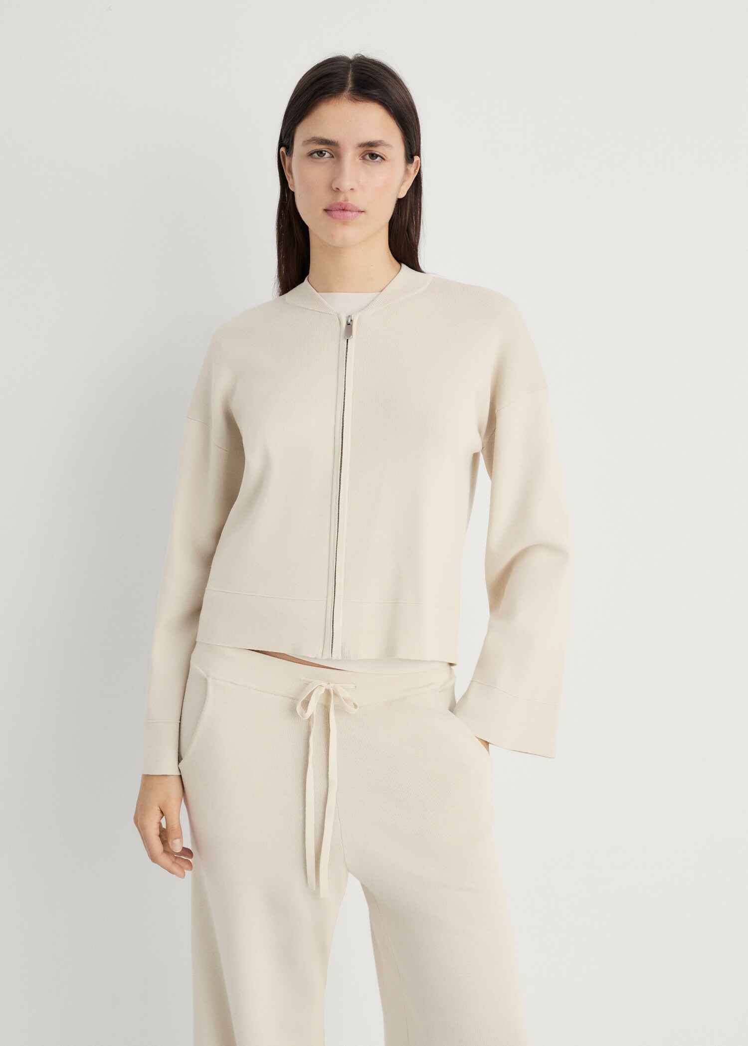 Gerippte Zip-Jacke - Mittlere Ansicht