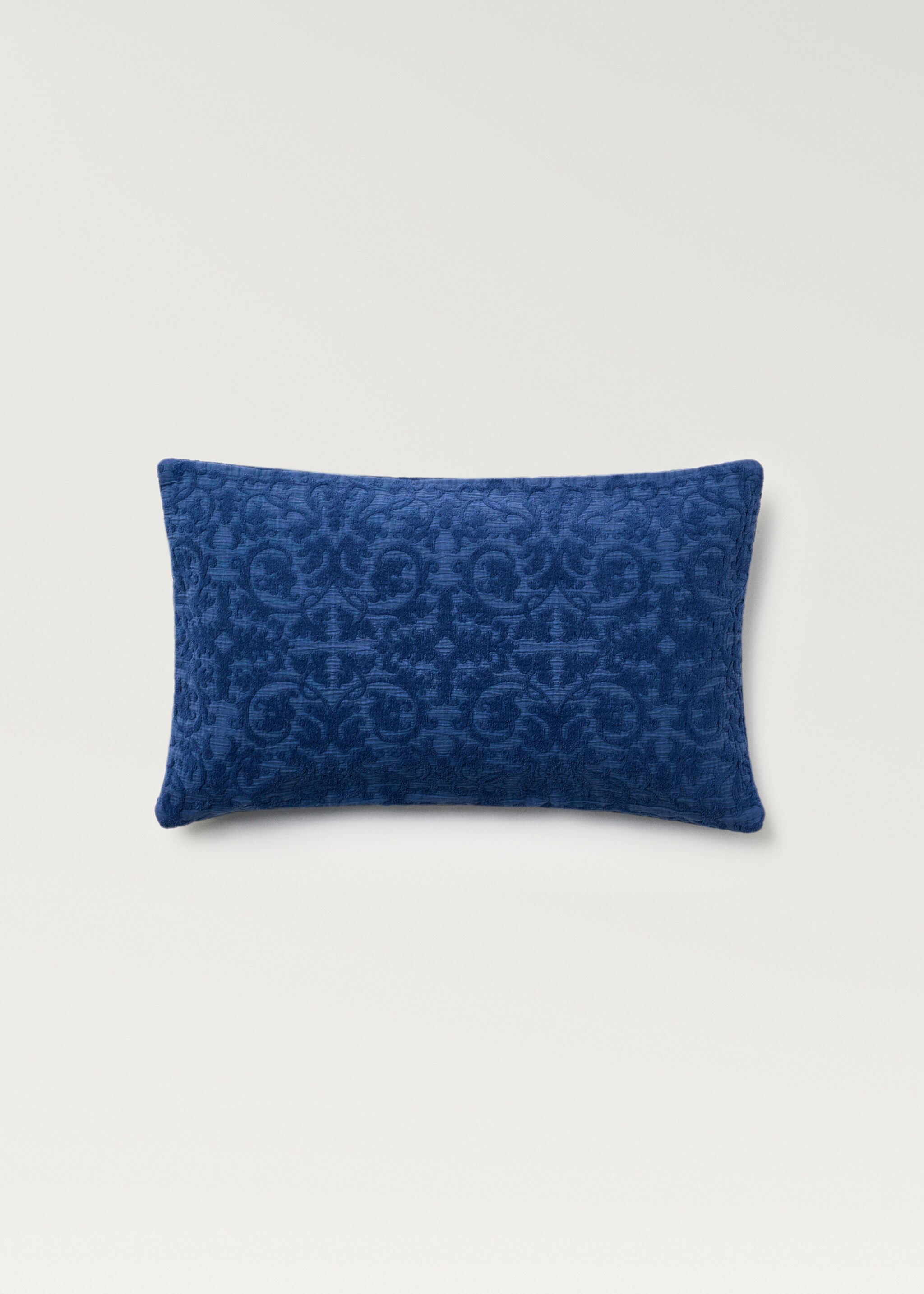 Jacquard floral cushion cover 30x50 cm - Article without model, Blue. Ref: 87062951-00.