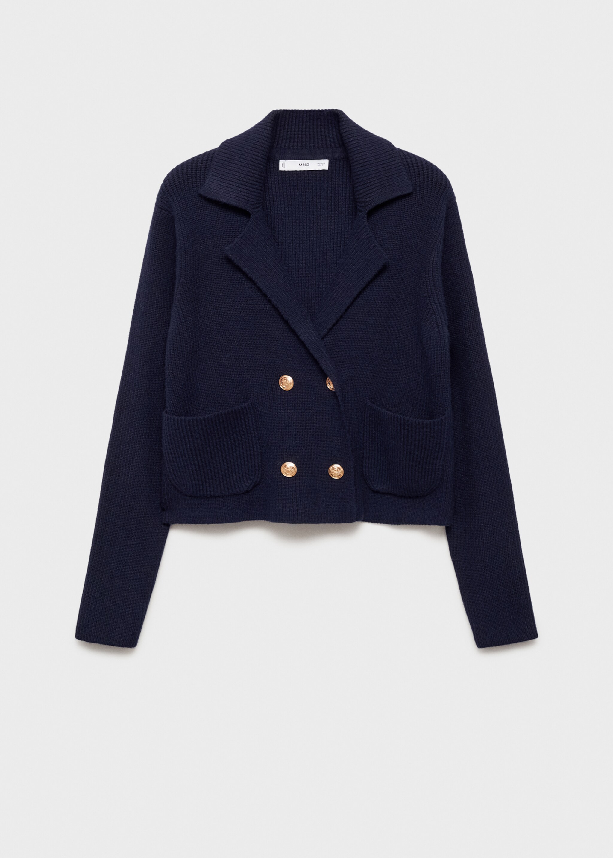 Double-breasted knitted jacket - Article without model, Dark Navy. Ref: 87063271-00.