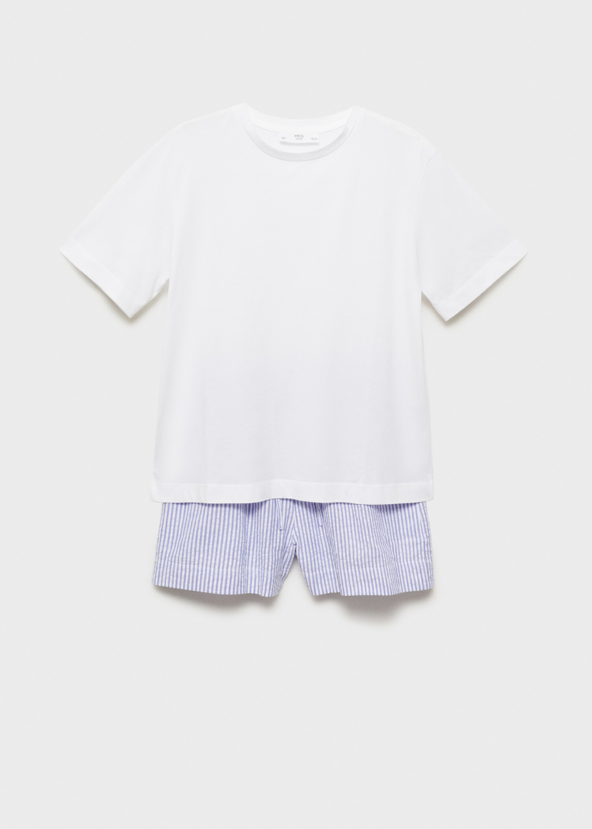 Zweiteiliger Seersucker-Pyjama mit Streifen - Artikel ohne Model, Porzellanblau. Ref: 87063275-00.