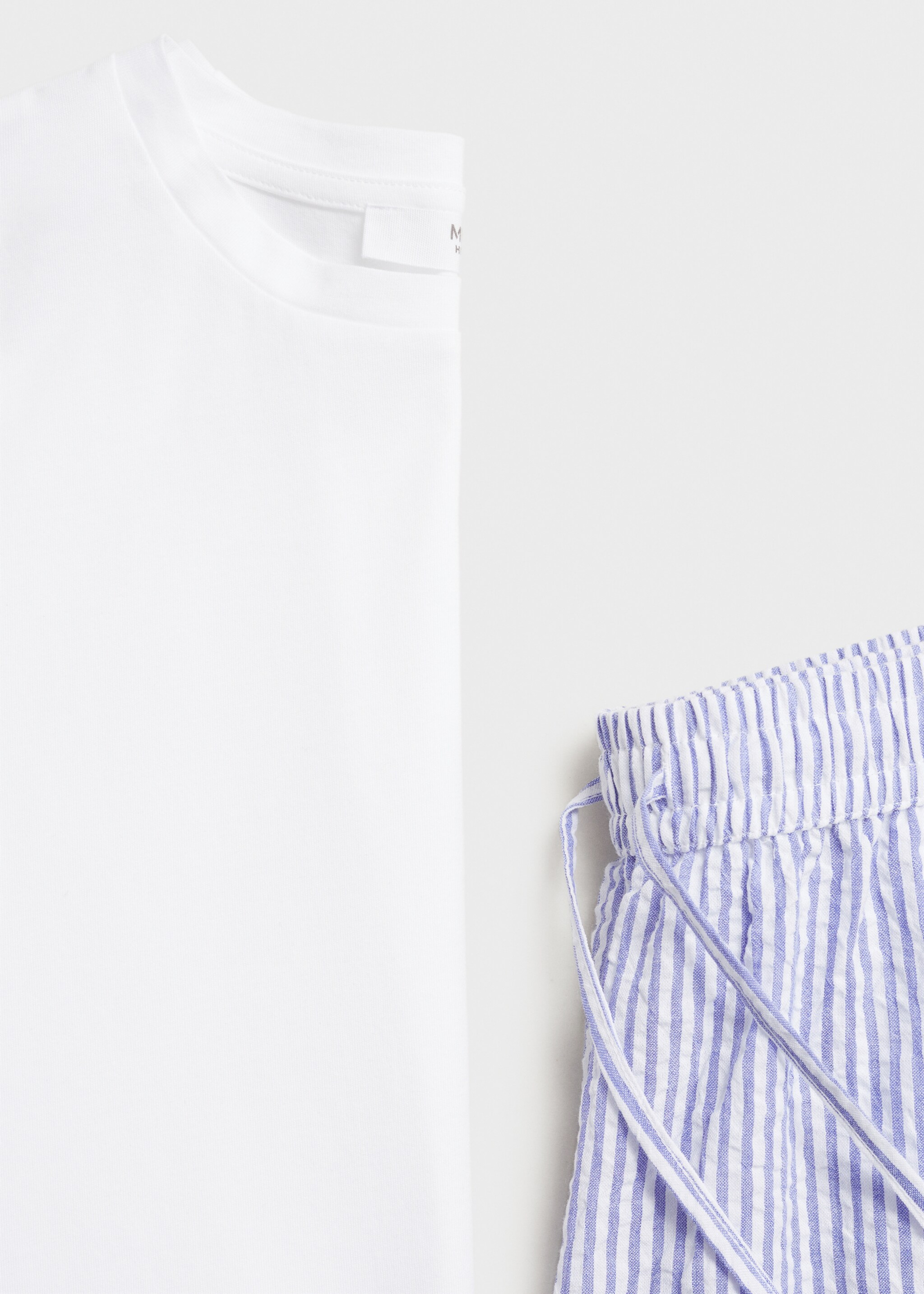 Zweiteiliger Seersucker-Pyjama mit Streifen - Detail des Artikels 8, Porzellanblau. Ref: 87063275-00.