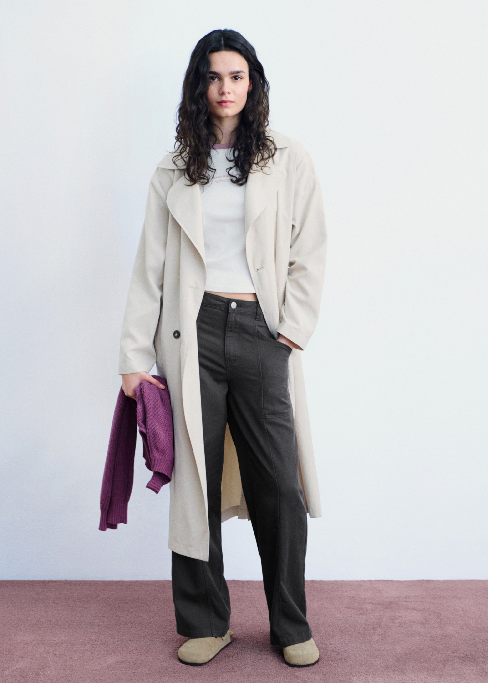 Straight trousers - Details of the article 5, Charcoal. Ref: 87063276-00.