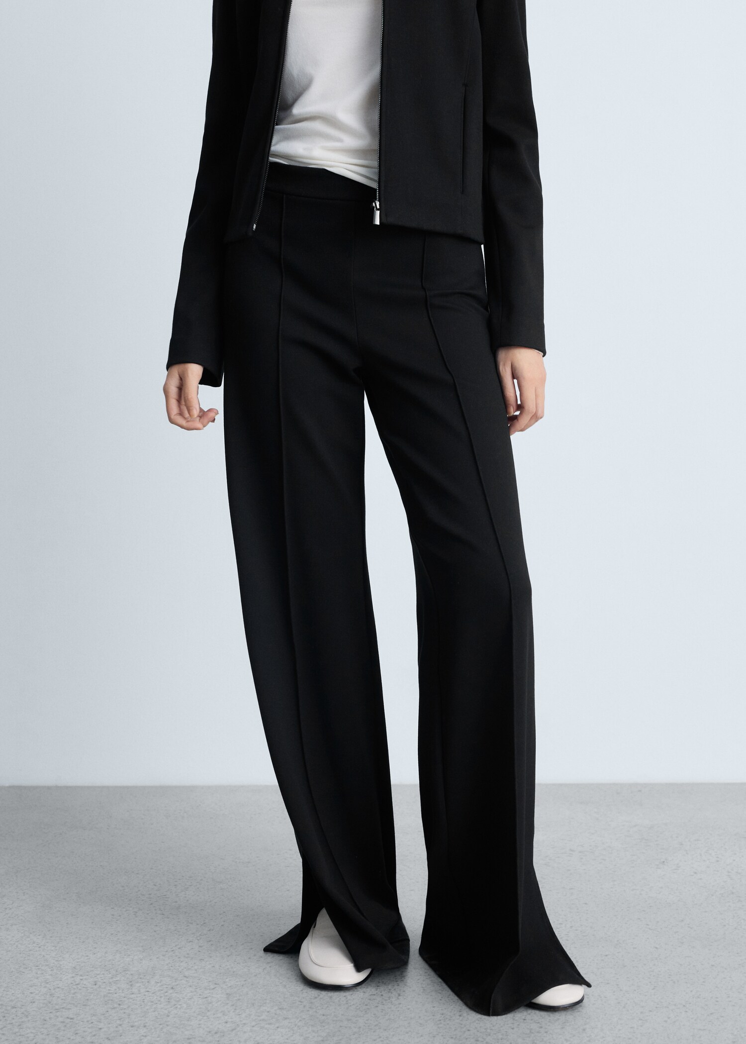 Wide leg trousers with slits - Medium plane