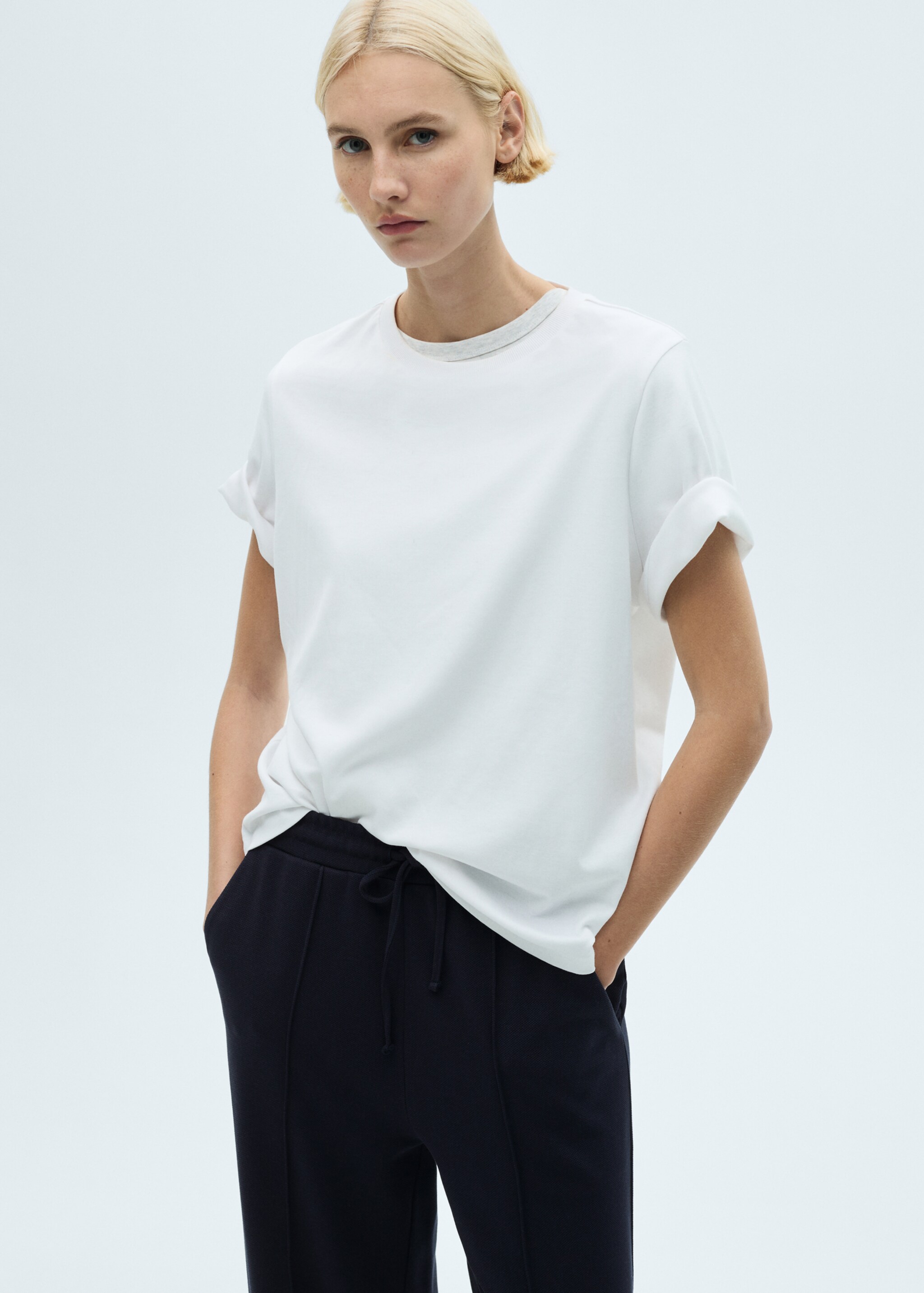 Wide leg jogger trousers - Details of the article 1, Dark Navy. Ref: 87063280-00.