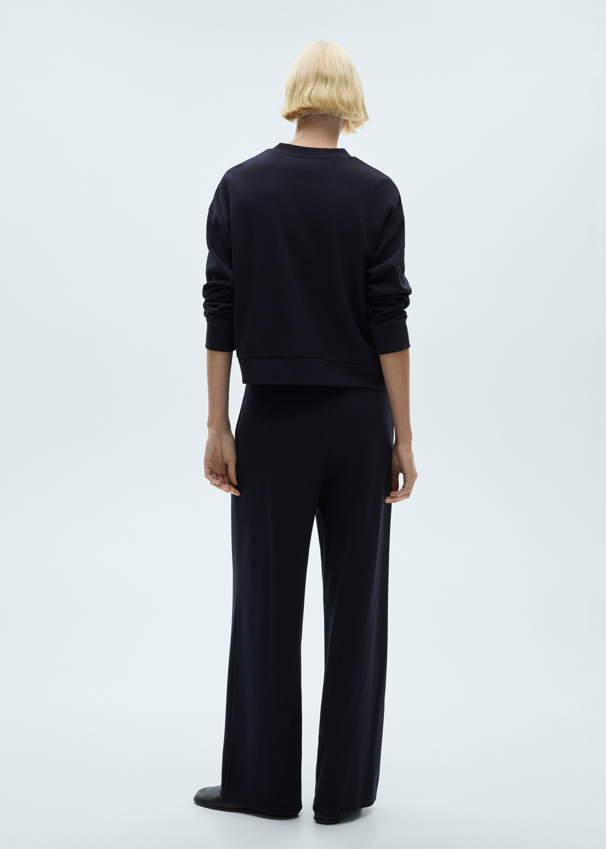 Wide leg jogger trousers - Reverse of the article, Dark Navy. Ref: 87063280-00.
