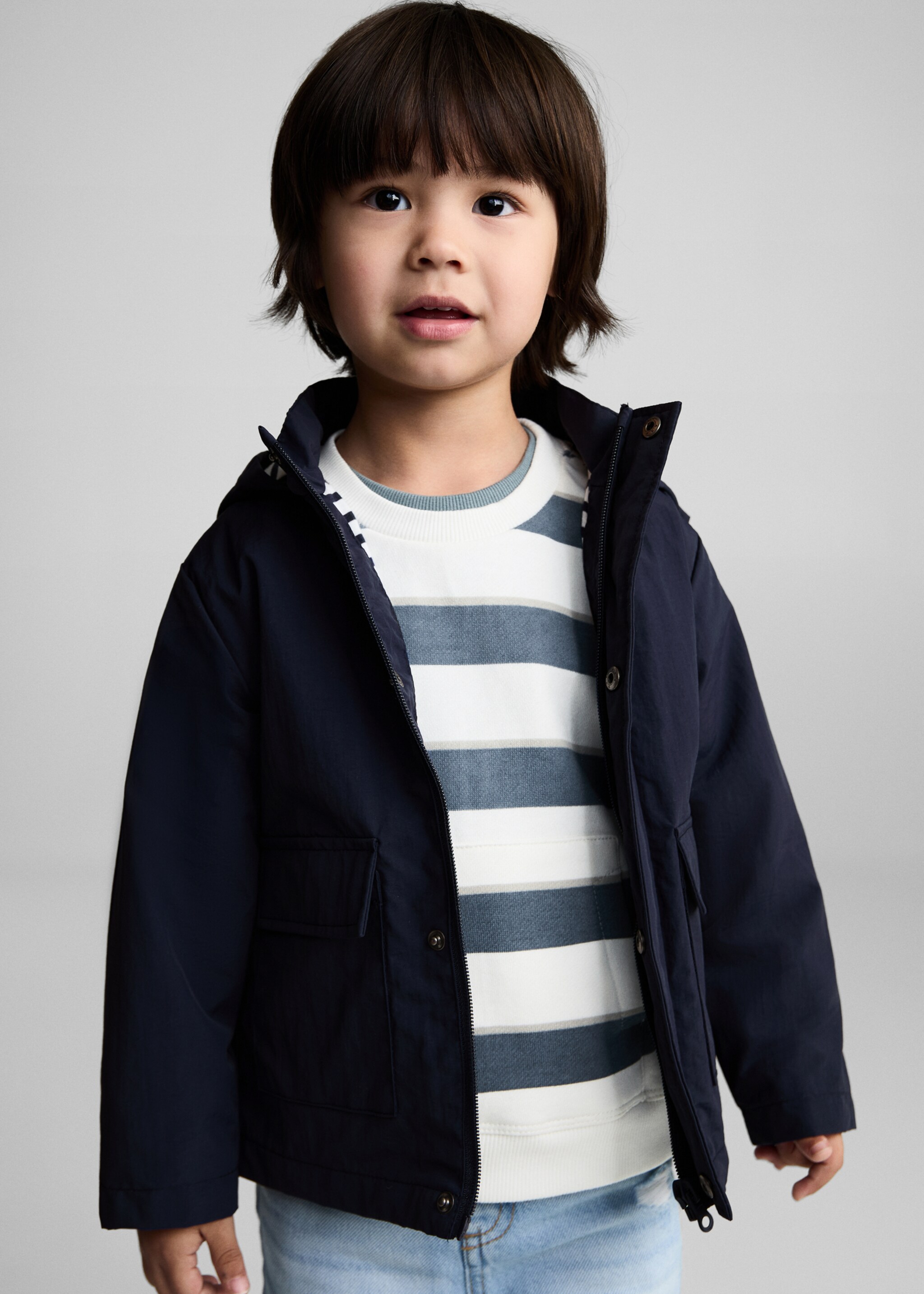 Quilted hooded parka - Medium plane, Dark Navy. Ref: 87063281-00.