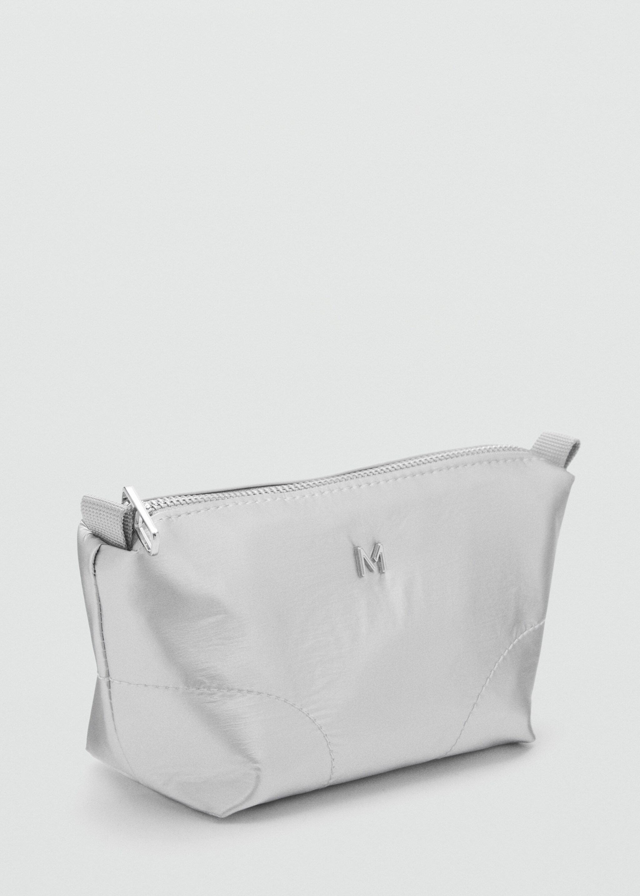 Zipped nylon cosmetics bag - Medium plane, Silver. Ref: 87063285-00.