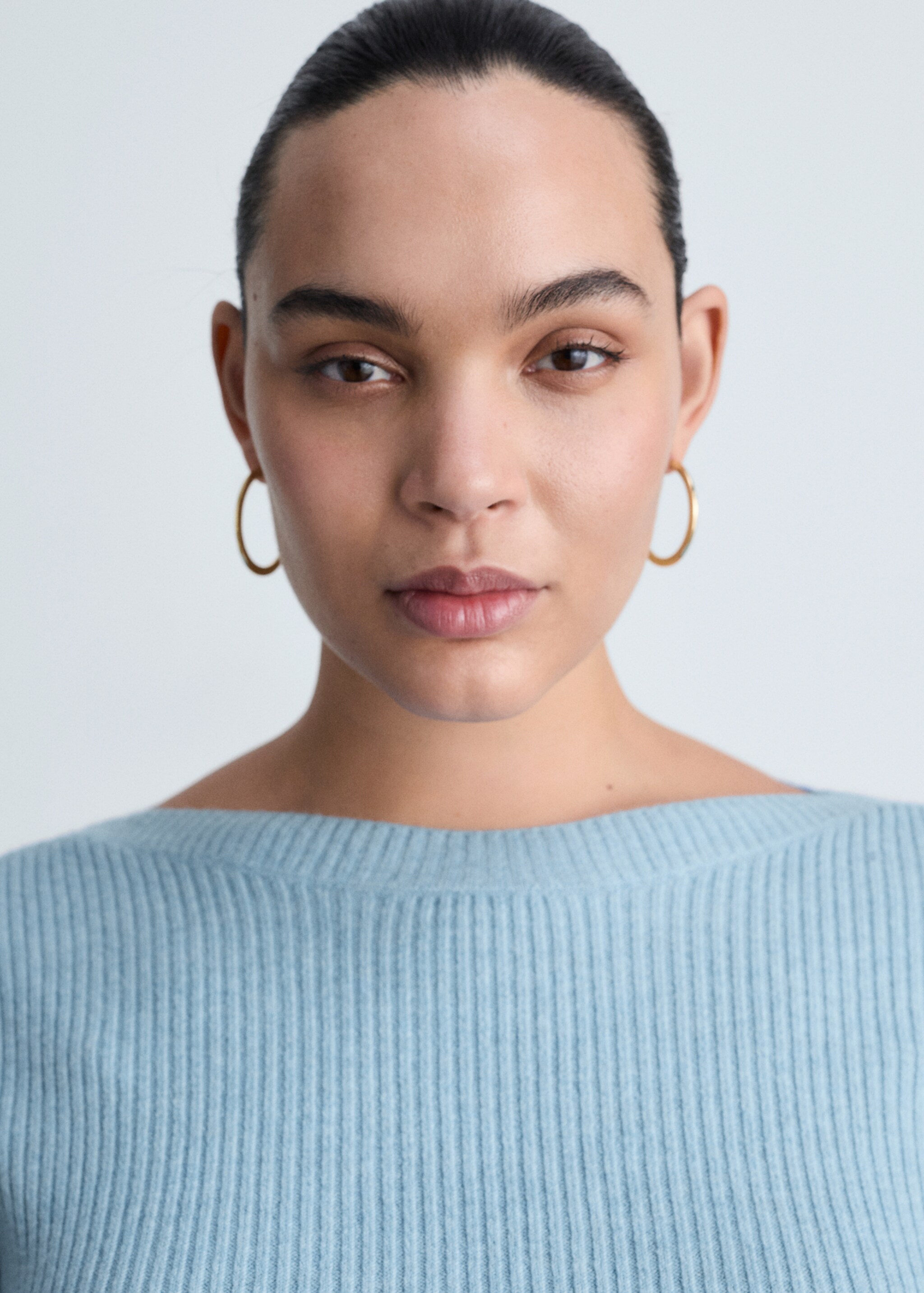 Pull-over côtelé col bateau - Détail de l'article 4, Bleu ciel. Ref: 87063286-00.