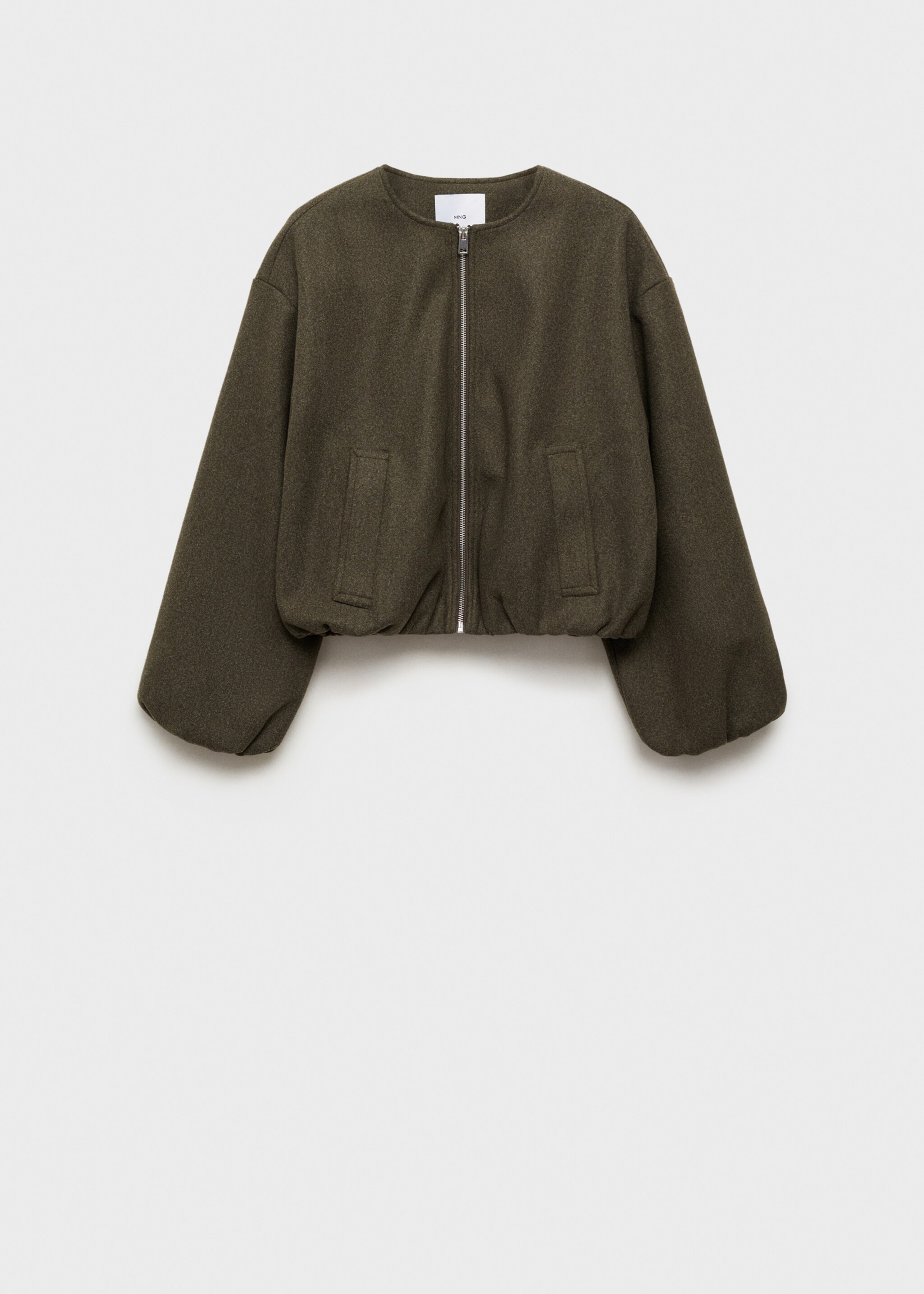 Gathered bomber jacket - Article without model, Khaki. Ref: 87063290-00.