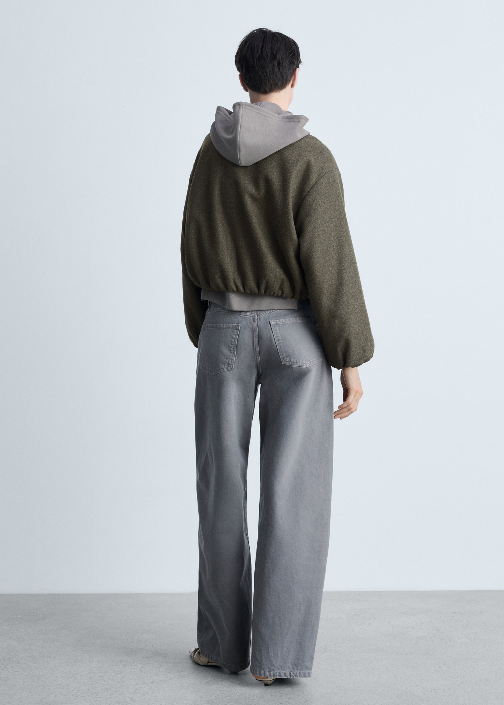 Gathered bomber jacket - Reverse of the article, Khaki. Ref: 87063290-00.