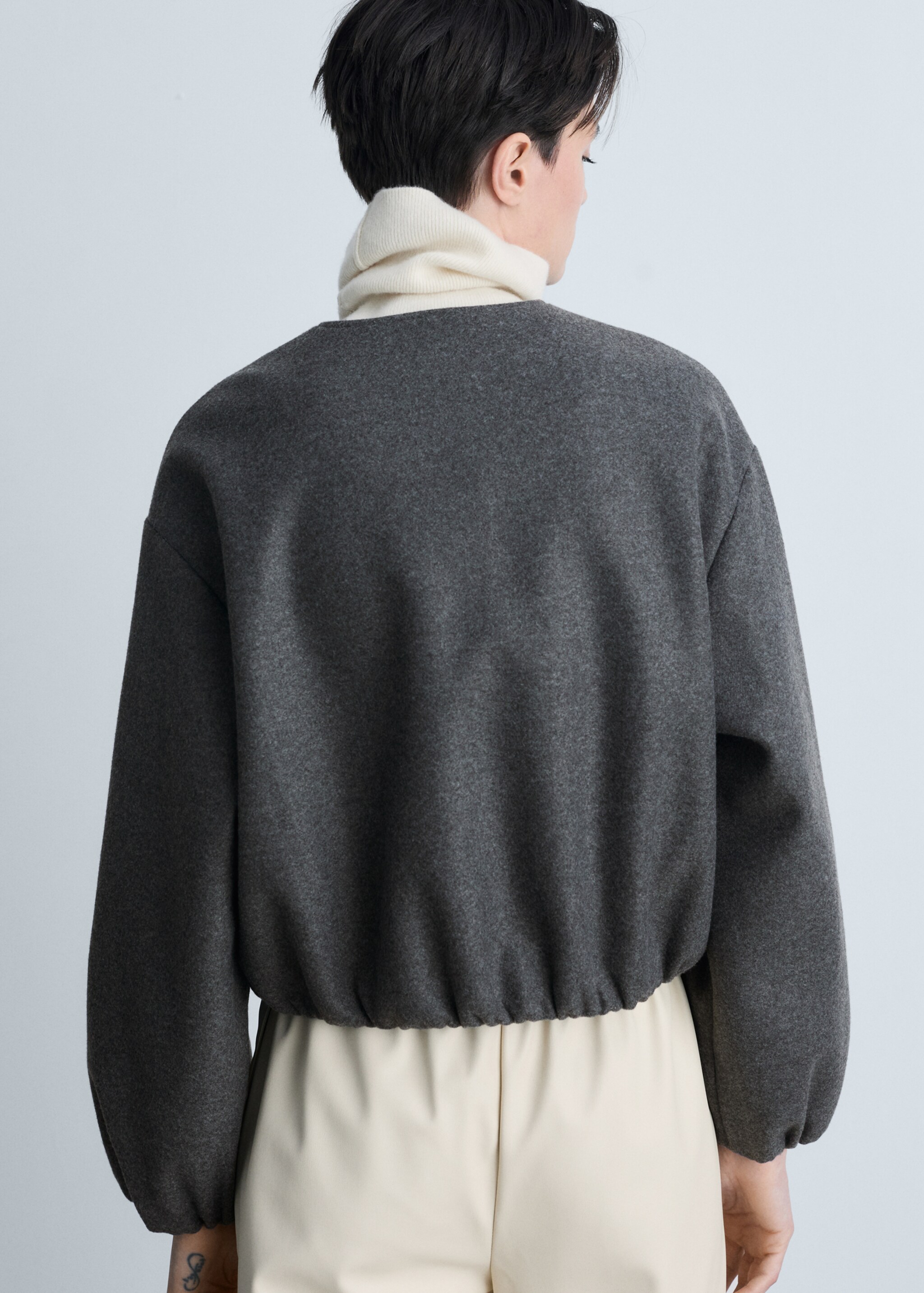 Gathered bomber jacket - Reverse of the article, Grey. Ref: 87063290-00.