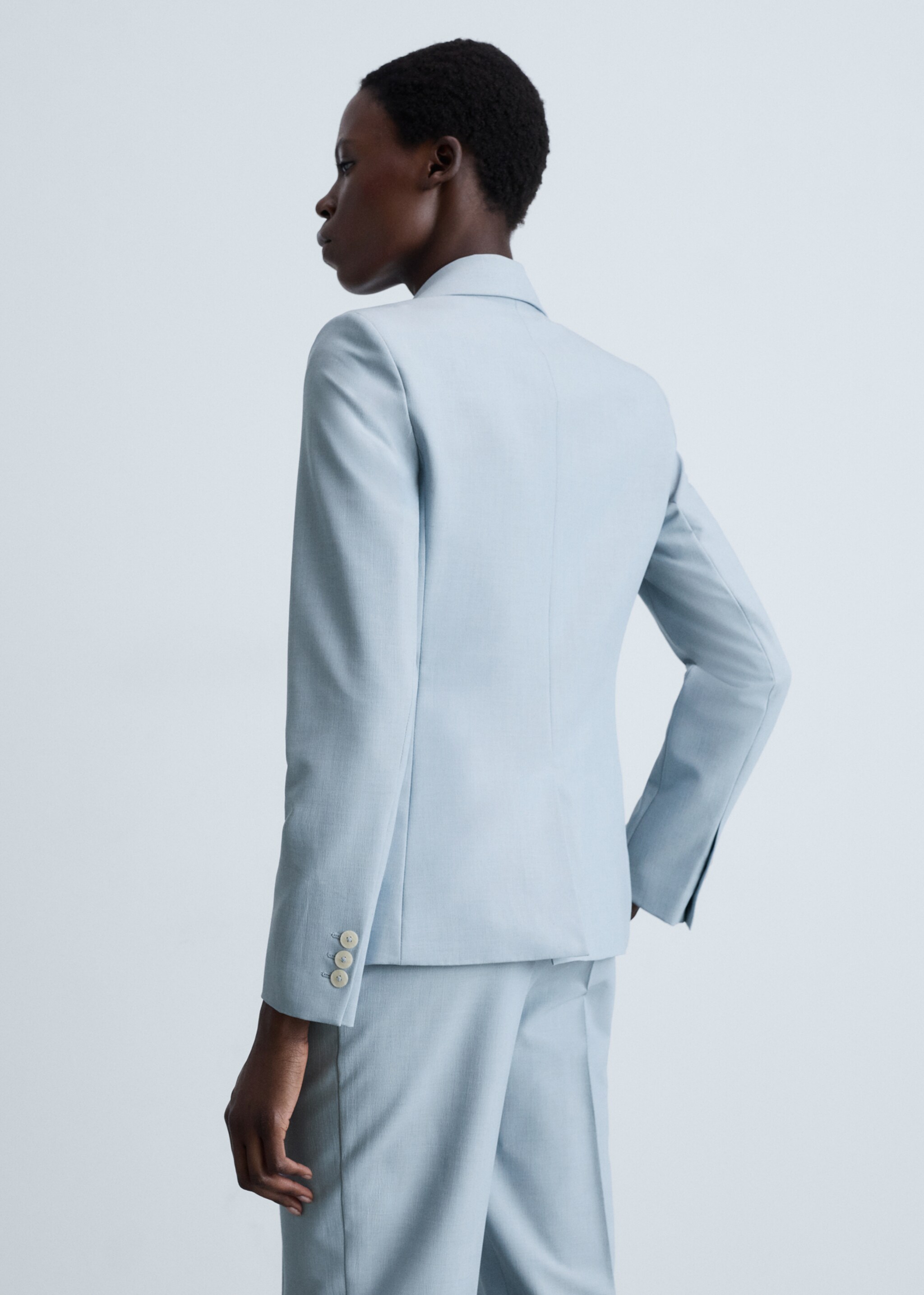 Fitted suit blazer - Reverse of the article, Sky Blue. Ref: 87063292-00.