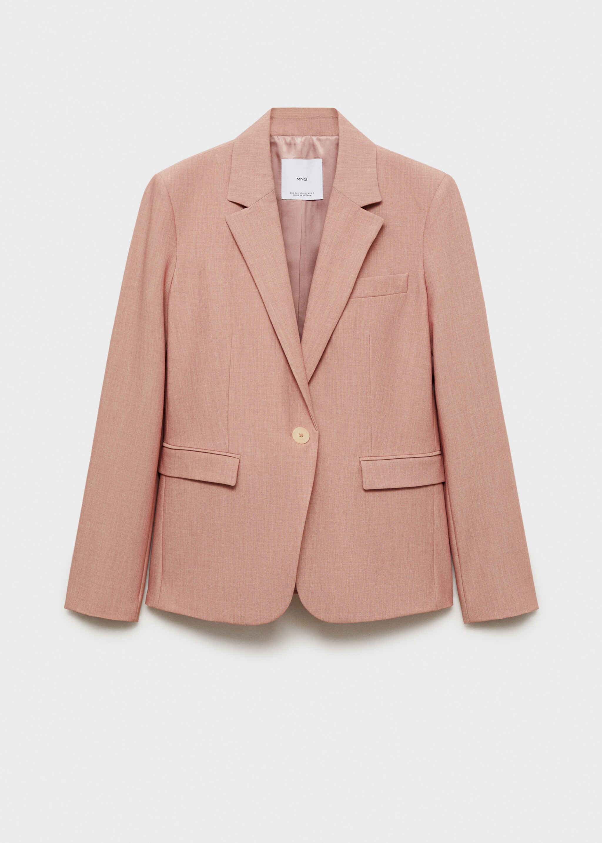 Fitted suit blazer - Article without model, Pastel Pink. Ref: 87063292-00.