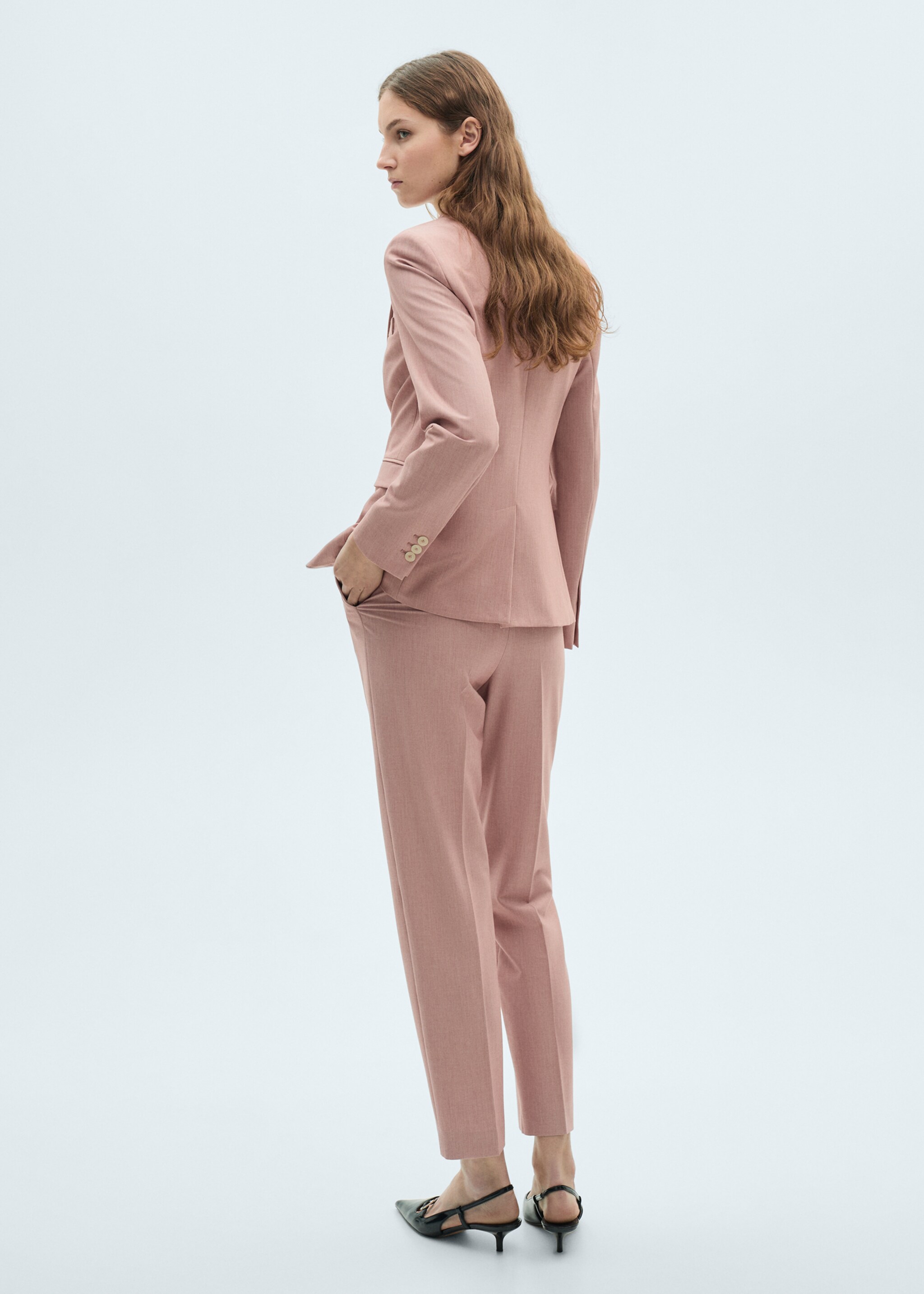 Fitted suit blazer - Reverse of the article, Pastel Pink. Ref: 87063292-00.