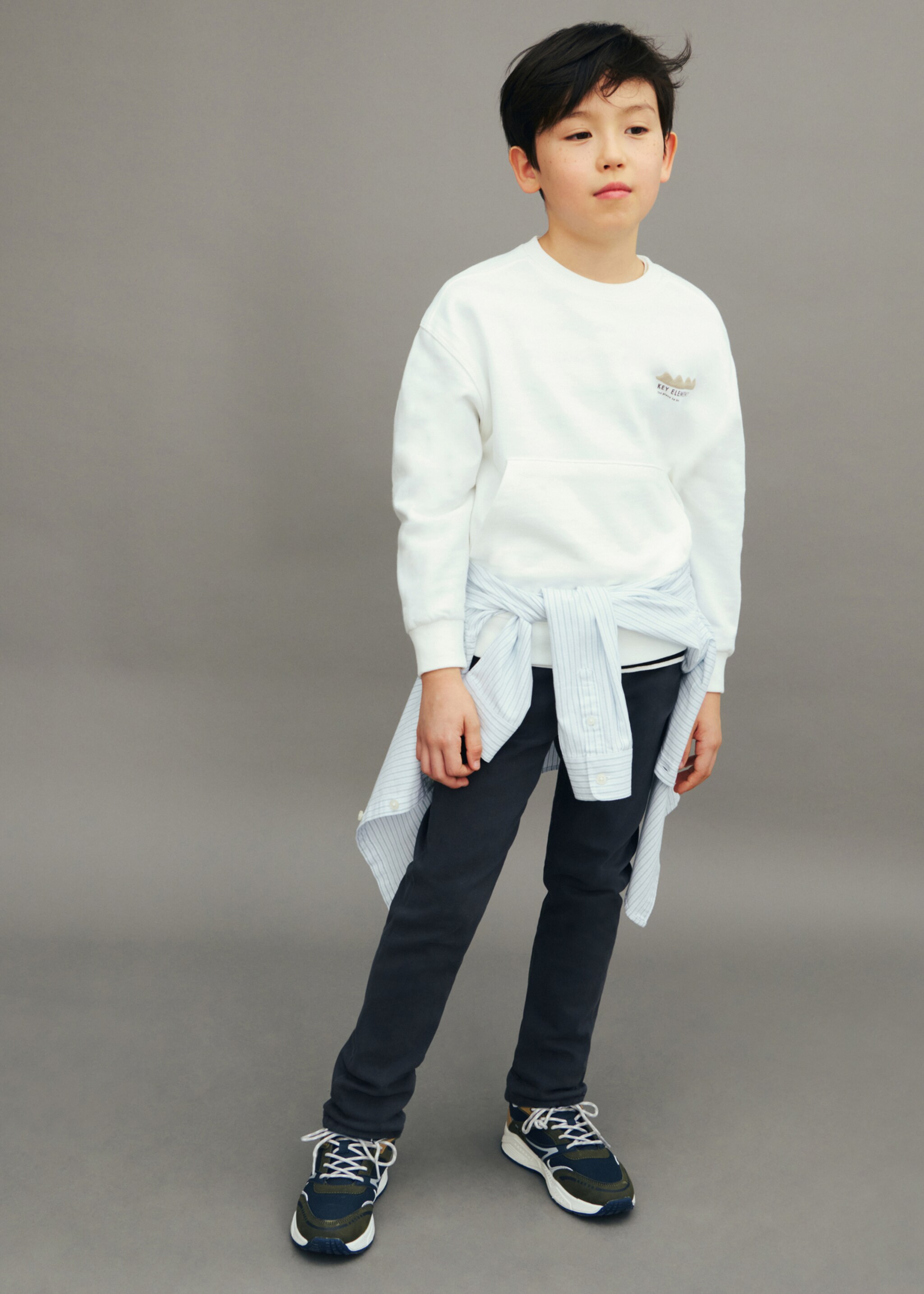 Combined trainers with laces - Details of the article 5, Blue. Ref: 87063636-00.