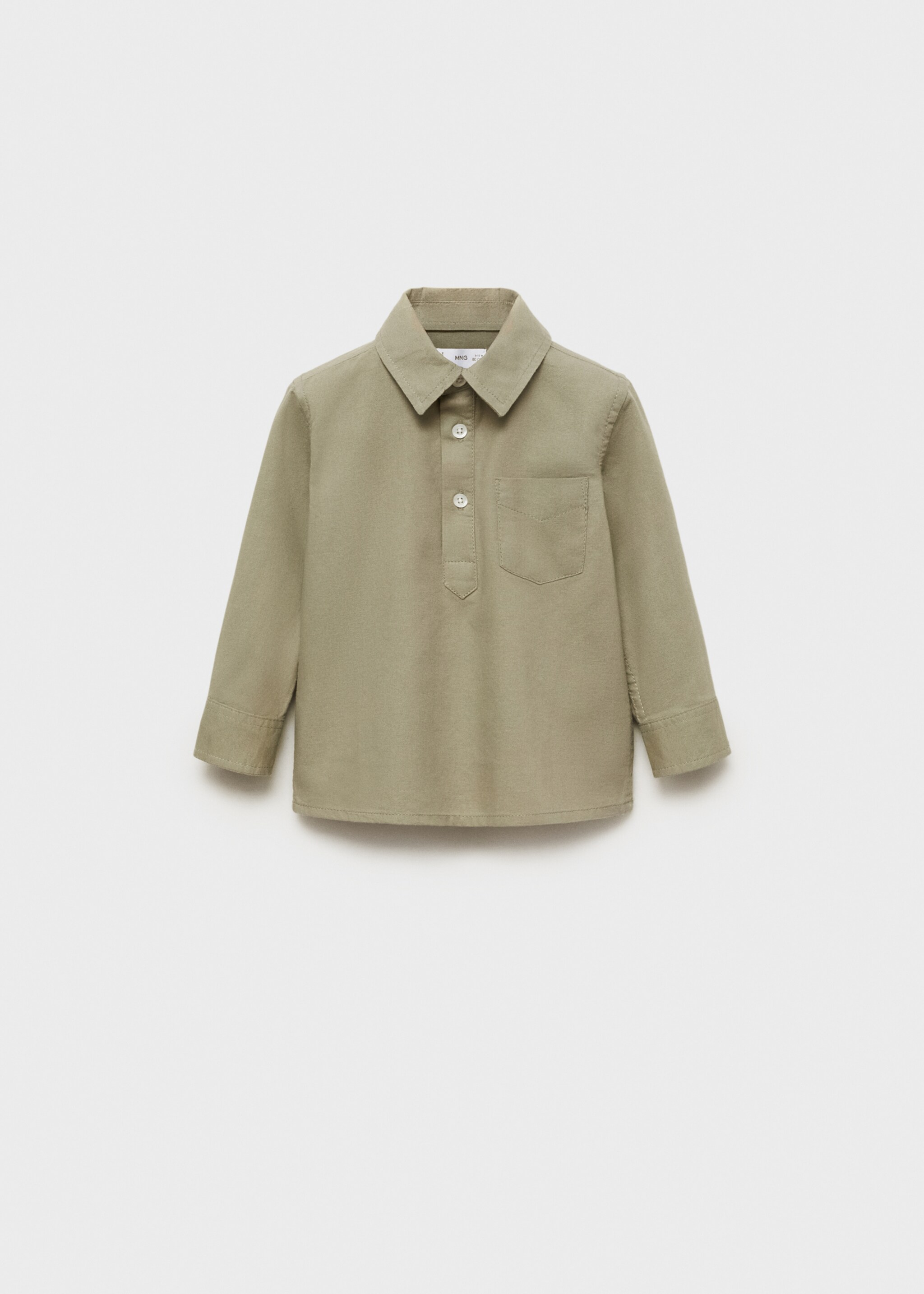 Polo style cotton shirt - Article without model, Green. Ref: 87063641-00.