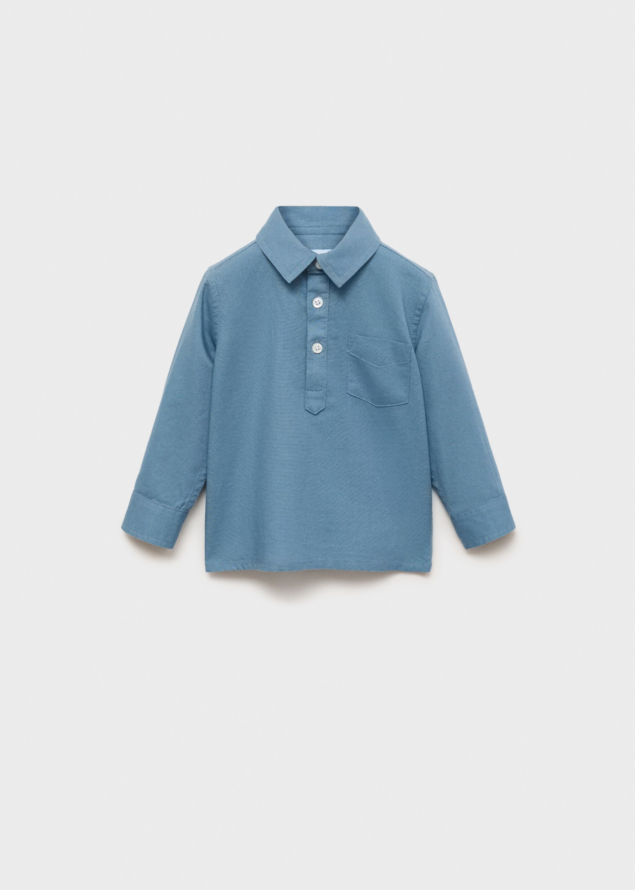 Polo style cotton shirt - Article without model, Blue. Ref: 87063641-00.