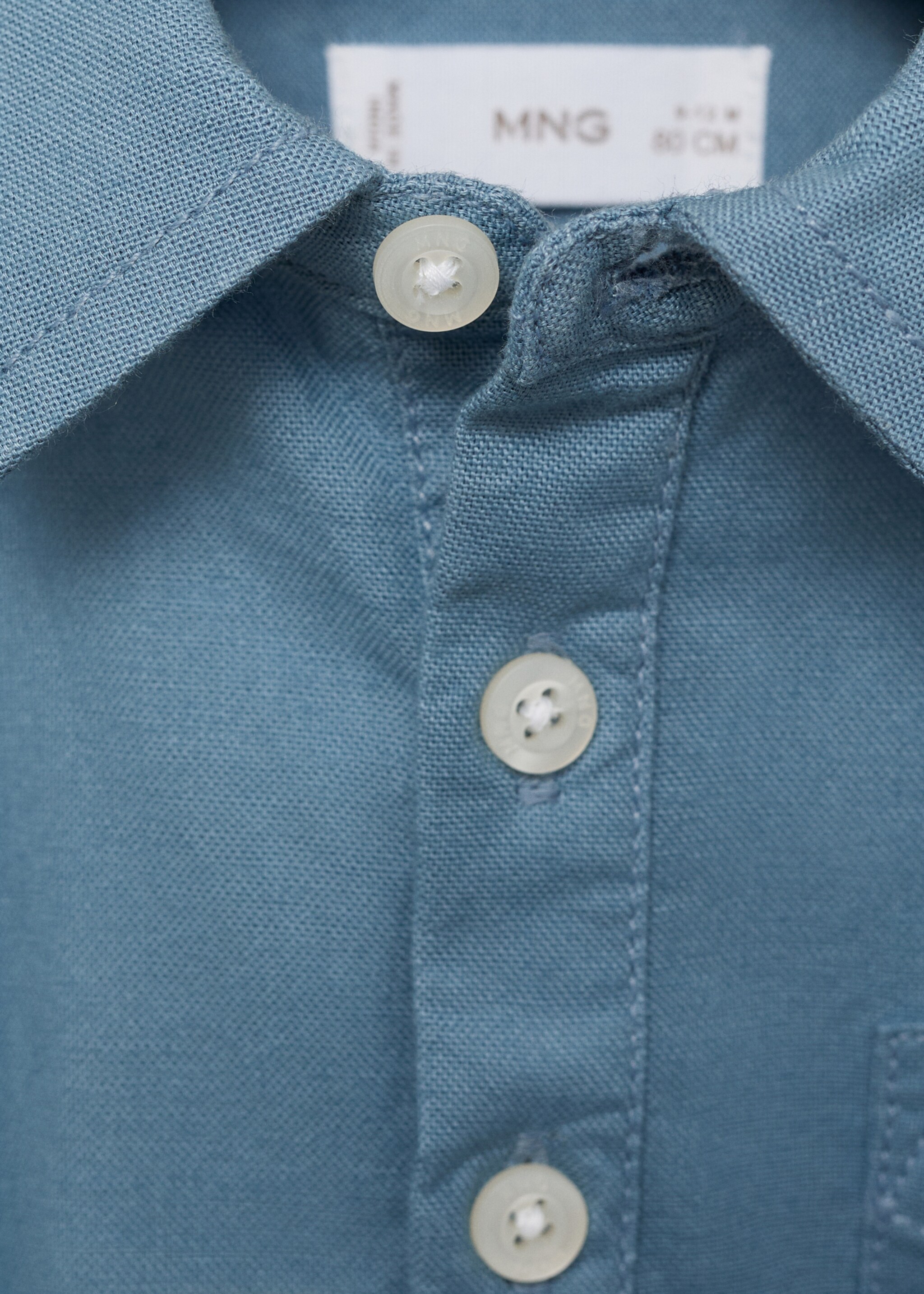 Polo style cotton shirt - Details of the article 8, Blue. Ref: 87063641-00.