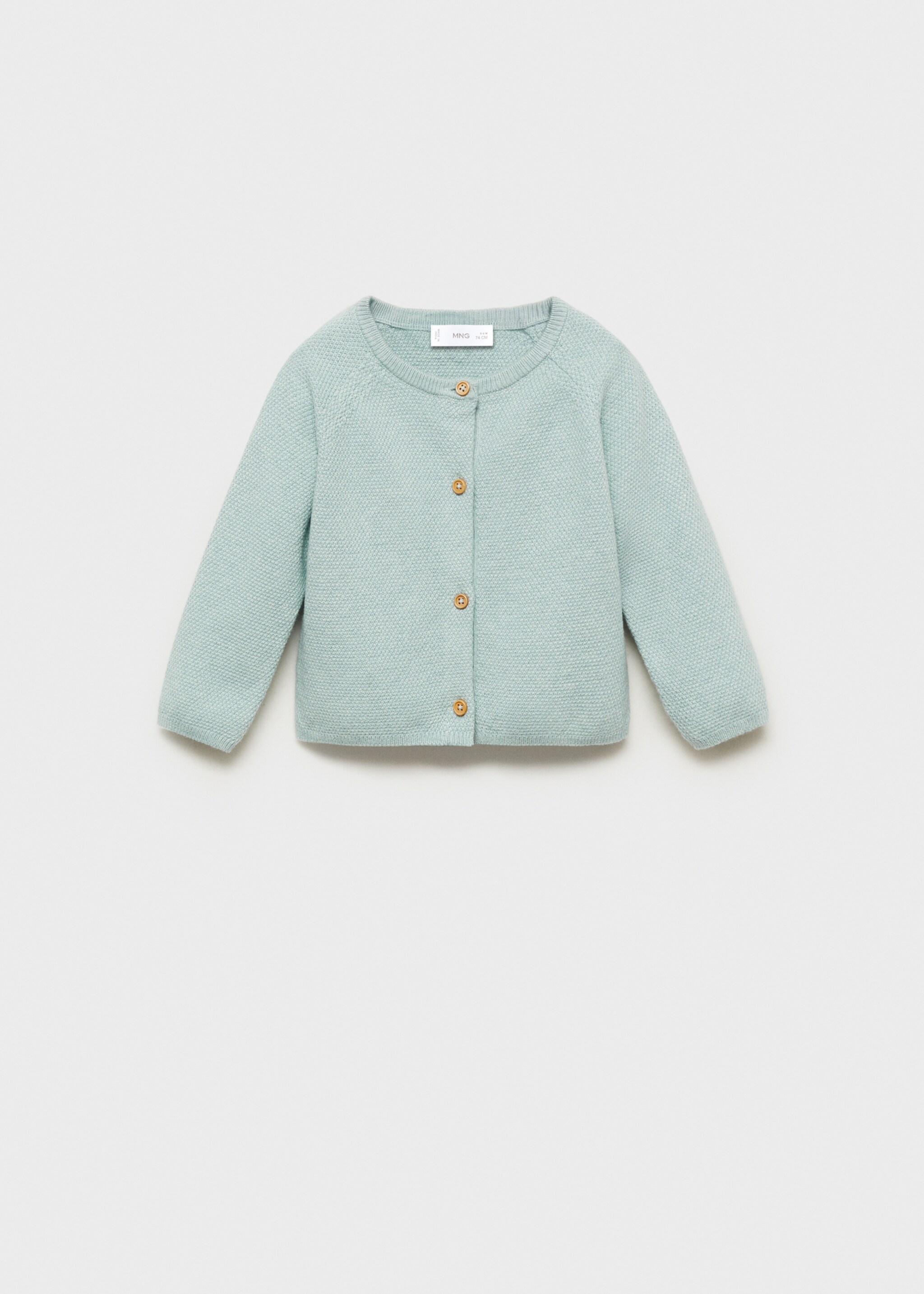 Knitted button cardigan - Article without model, Aqua Green. Ref: 87063644-00.