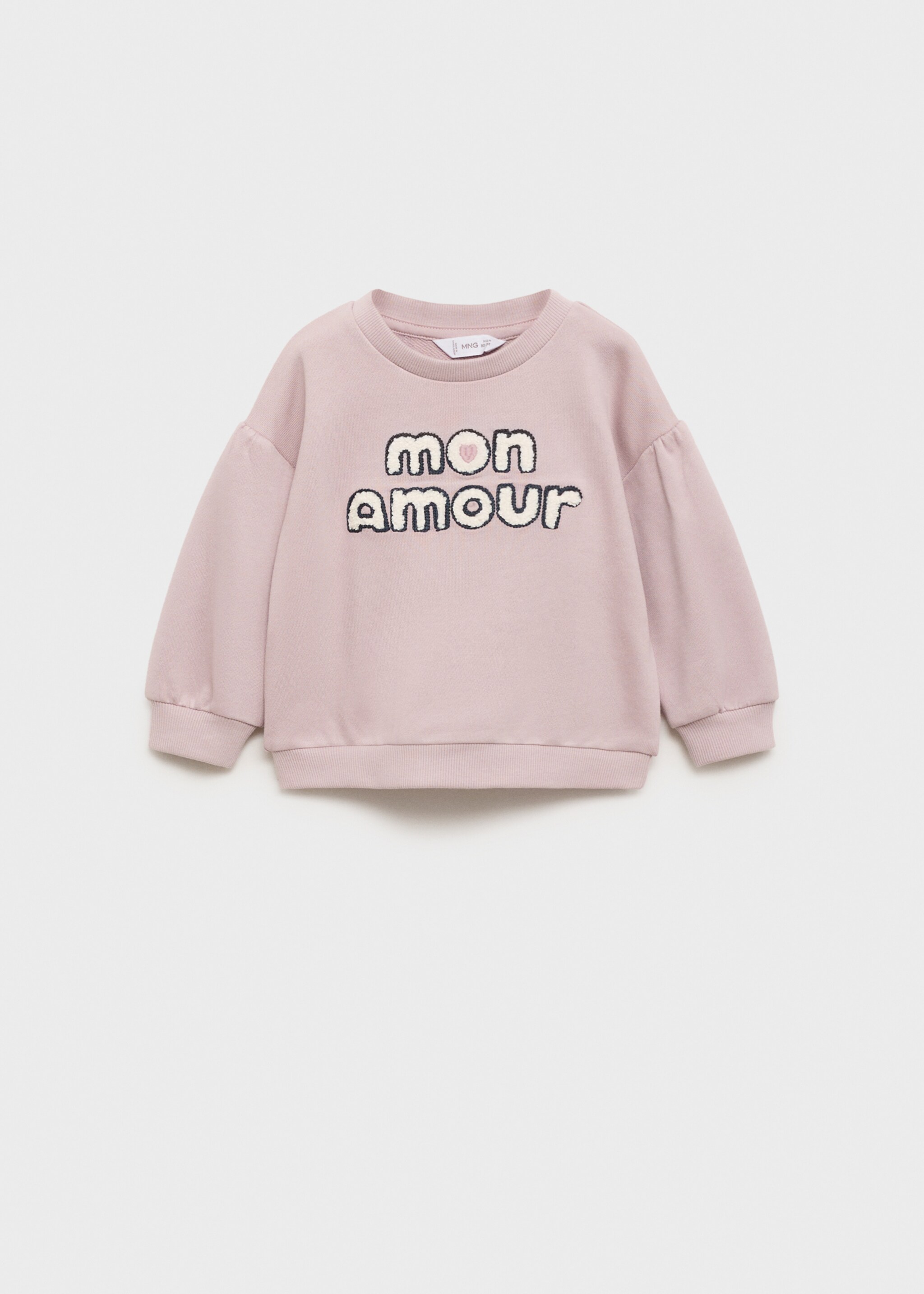 Baumwoll-Sweatshirt mit Relief-Schriftzug - Artikel ohne Model, Rosa. Ref: 87063646-00.