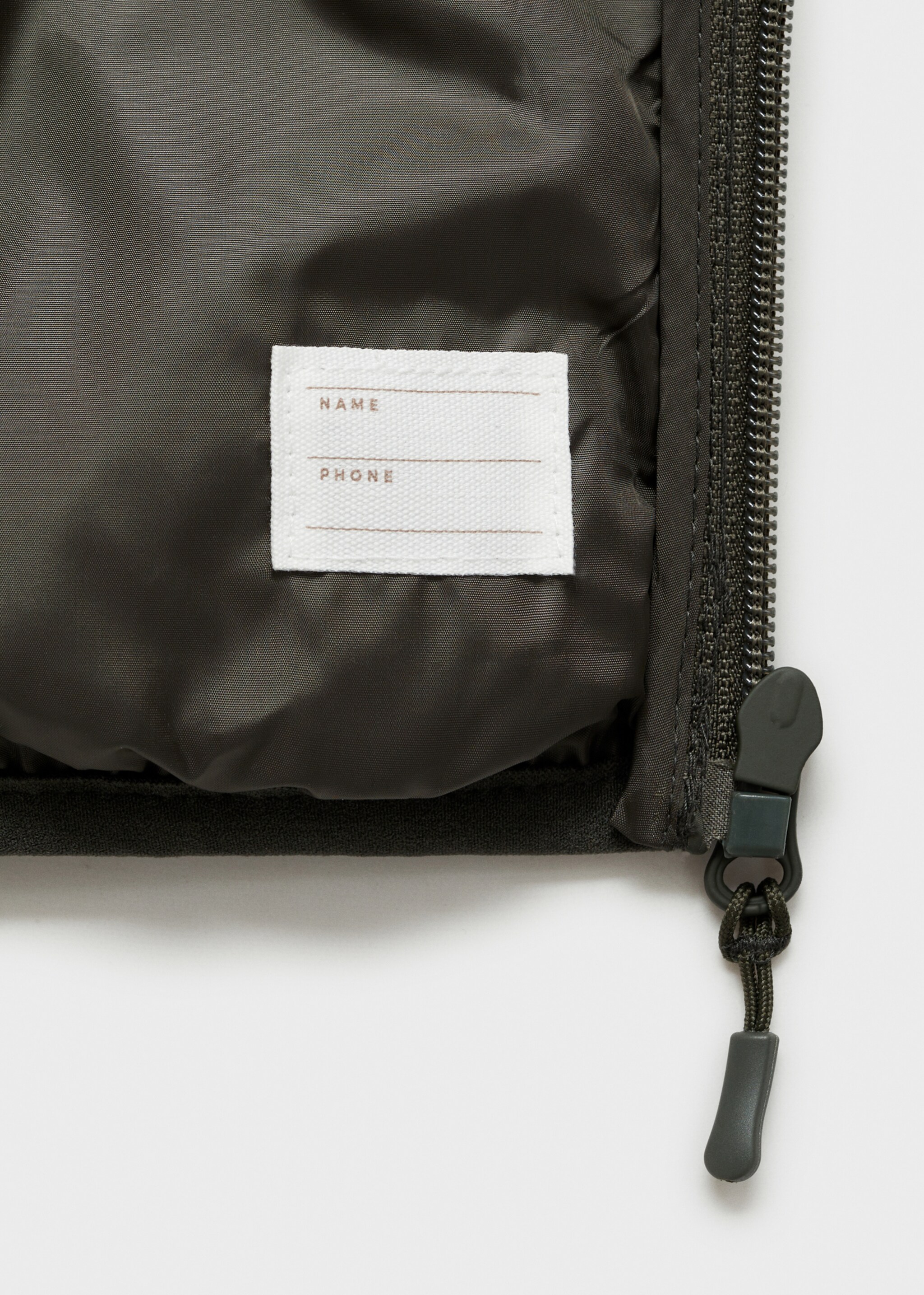 Quilted gilet - Details of the article 0, Khaki. Ref: 87063651-00.