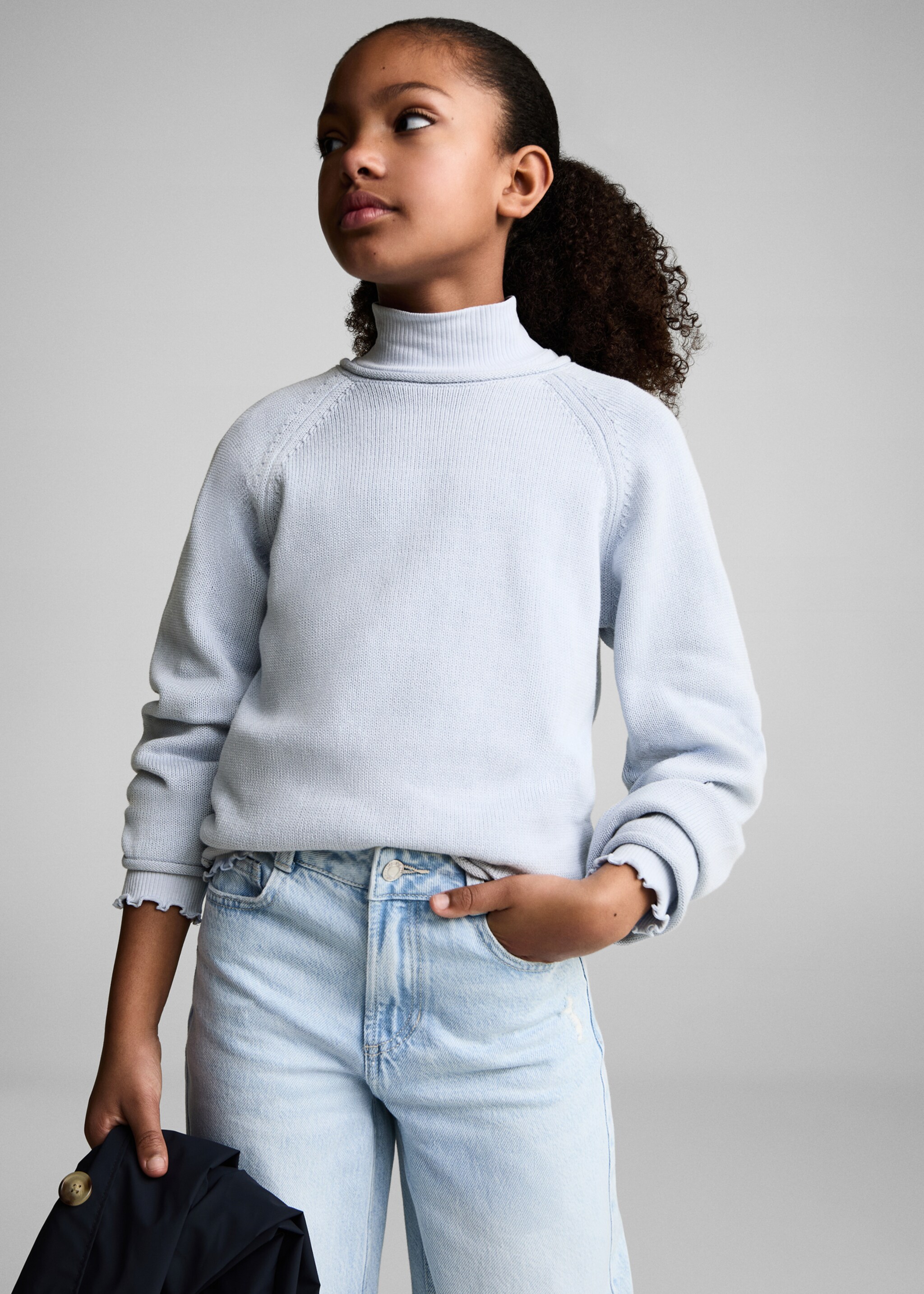 Pull-over maille coton - Plan moyen, Bleu ciel. Ref: 87063652-00.