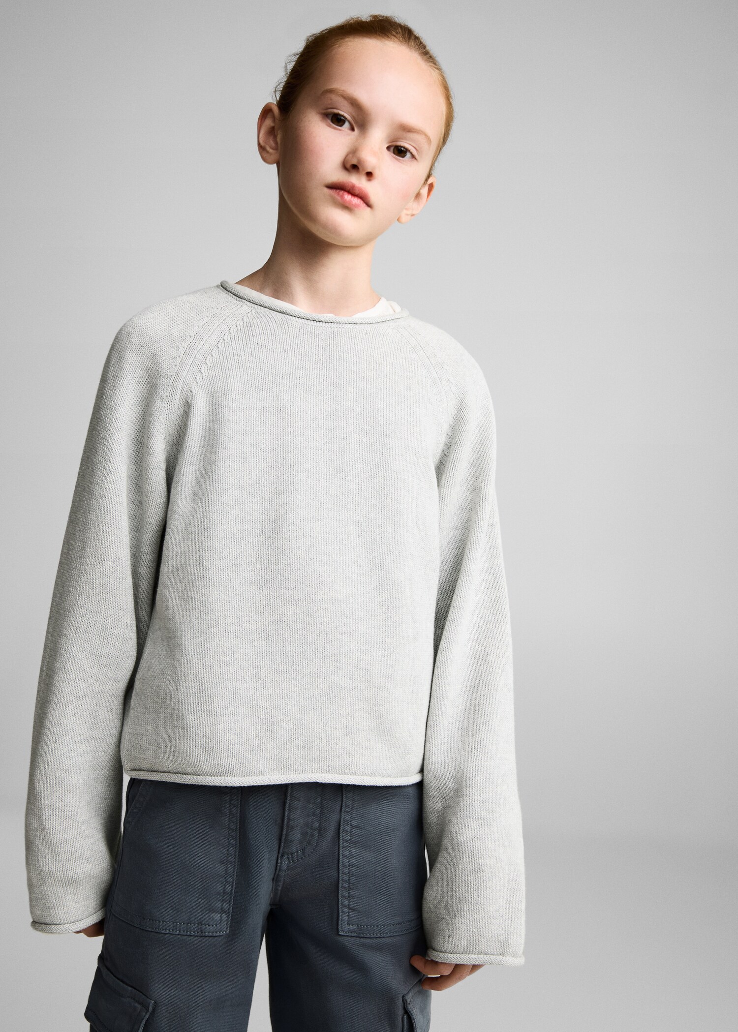 Pull à col montant en coton et laine fille Chloé - CHLOE - GRIS - Bongénie Pull à col montant en coton et laine fille Chloé - CHLOE - GRIS - Bongénie