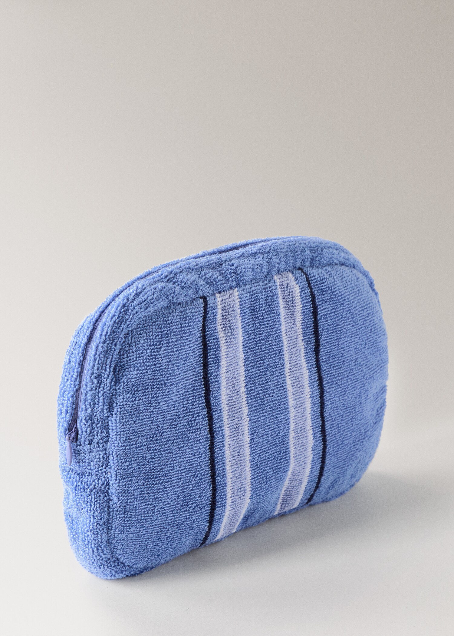 Multi-striped towel-effect cotton cosmetics bag - Details of the article 1