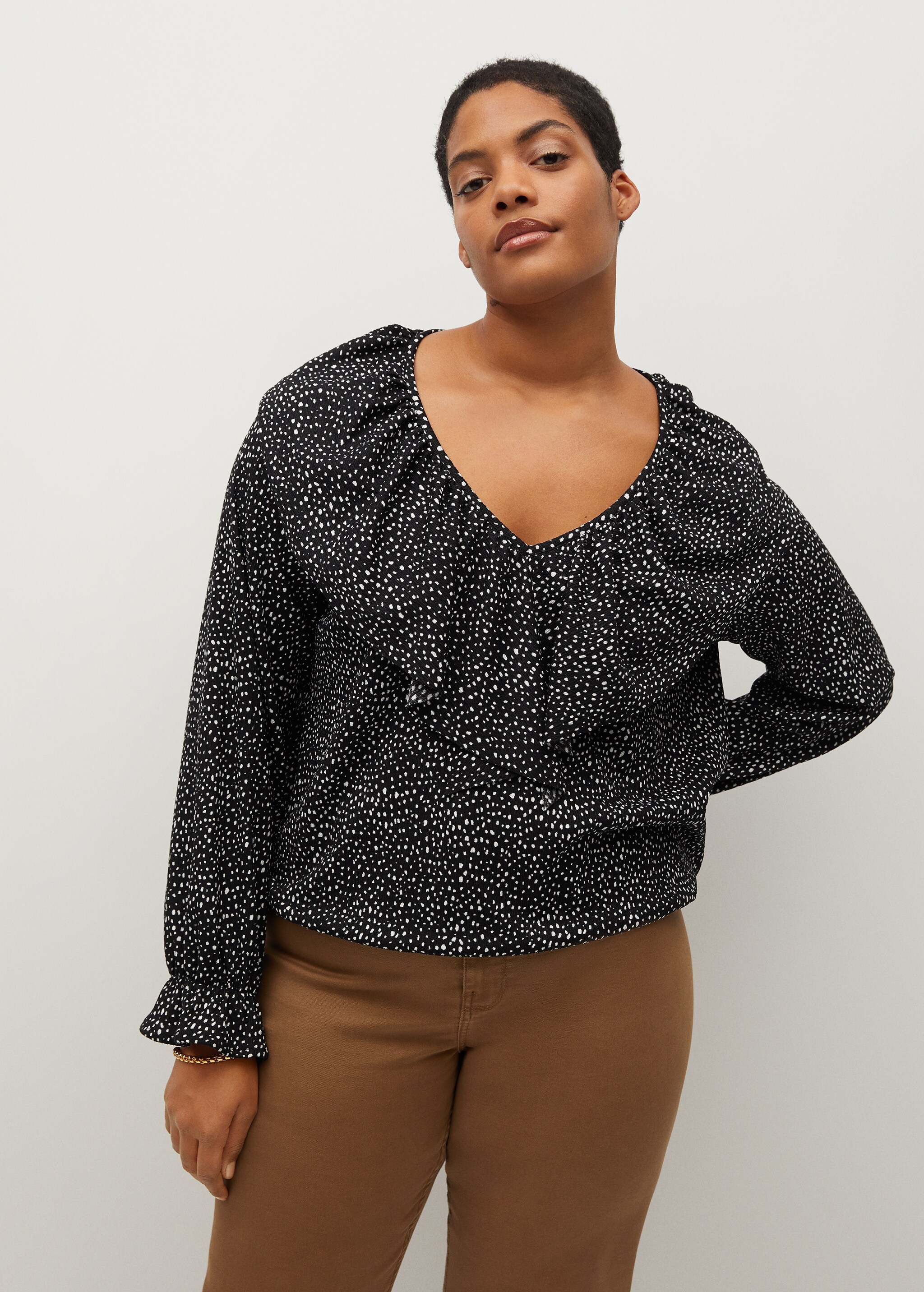 Ruffled printed T-shirt - Medium plane