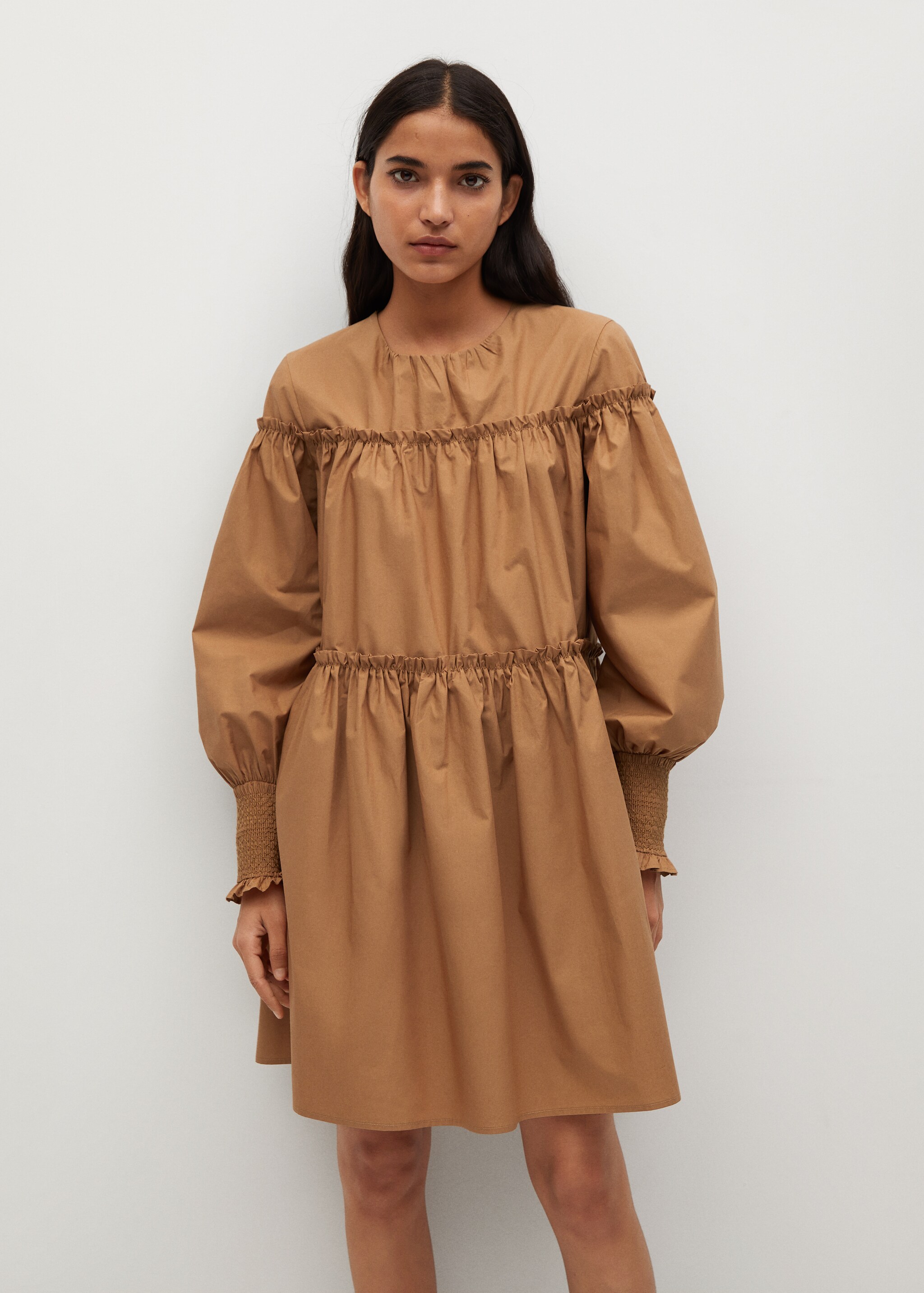 Vestido abullonado algodón orgánico - Plano medio