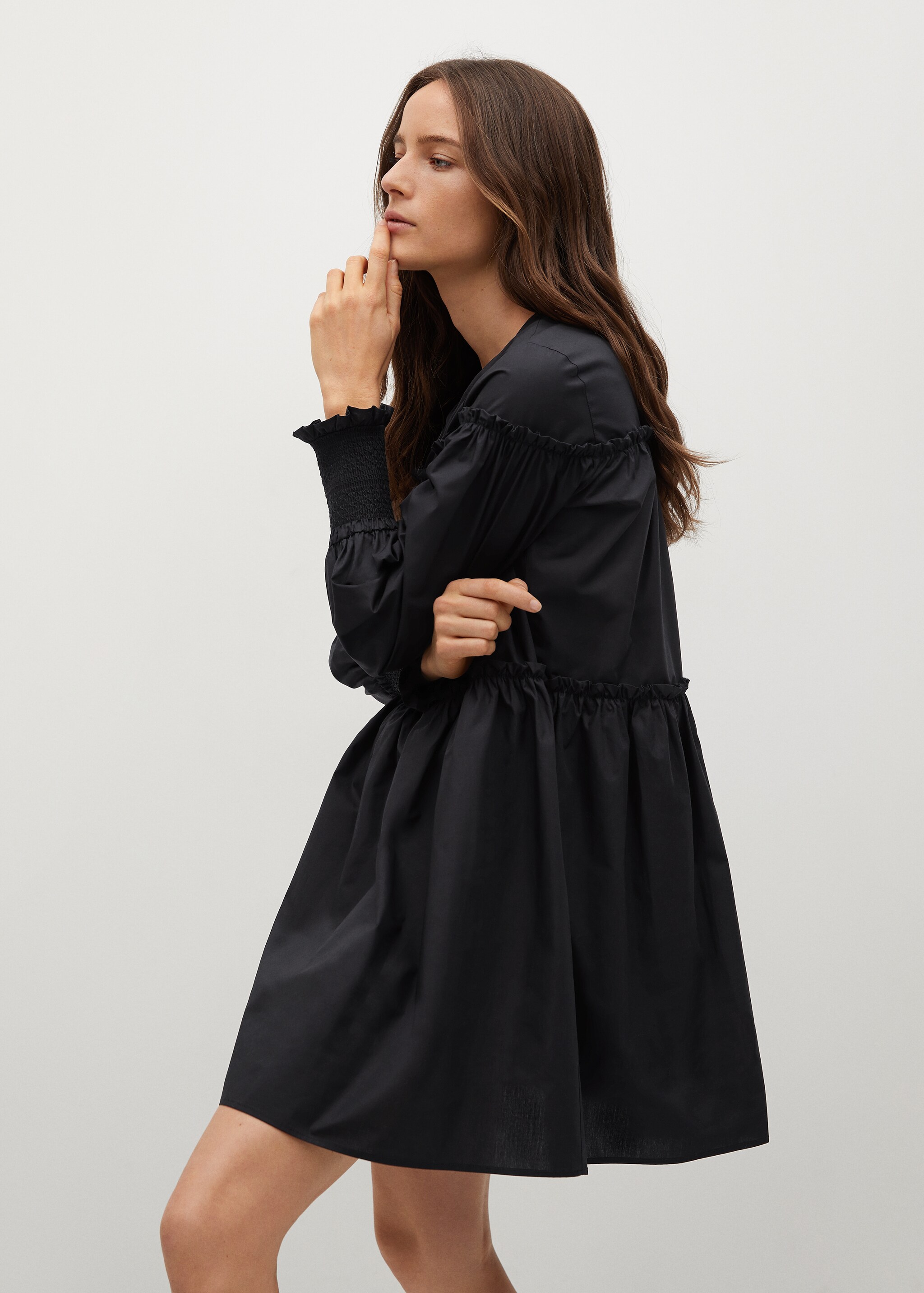 Vestido abullonado algodón orgánico - Plano medio