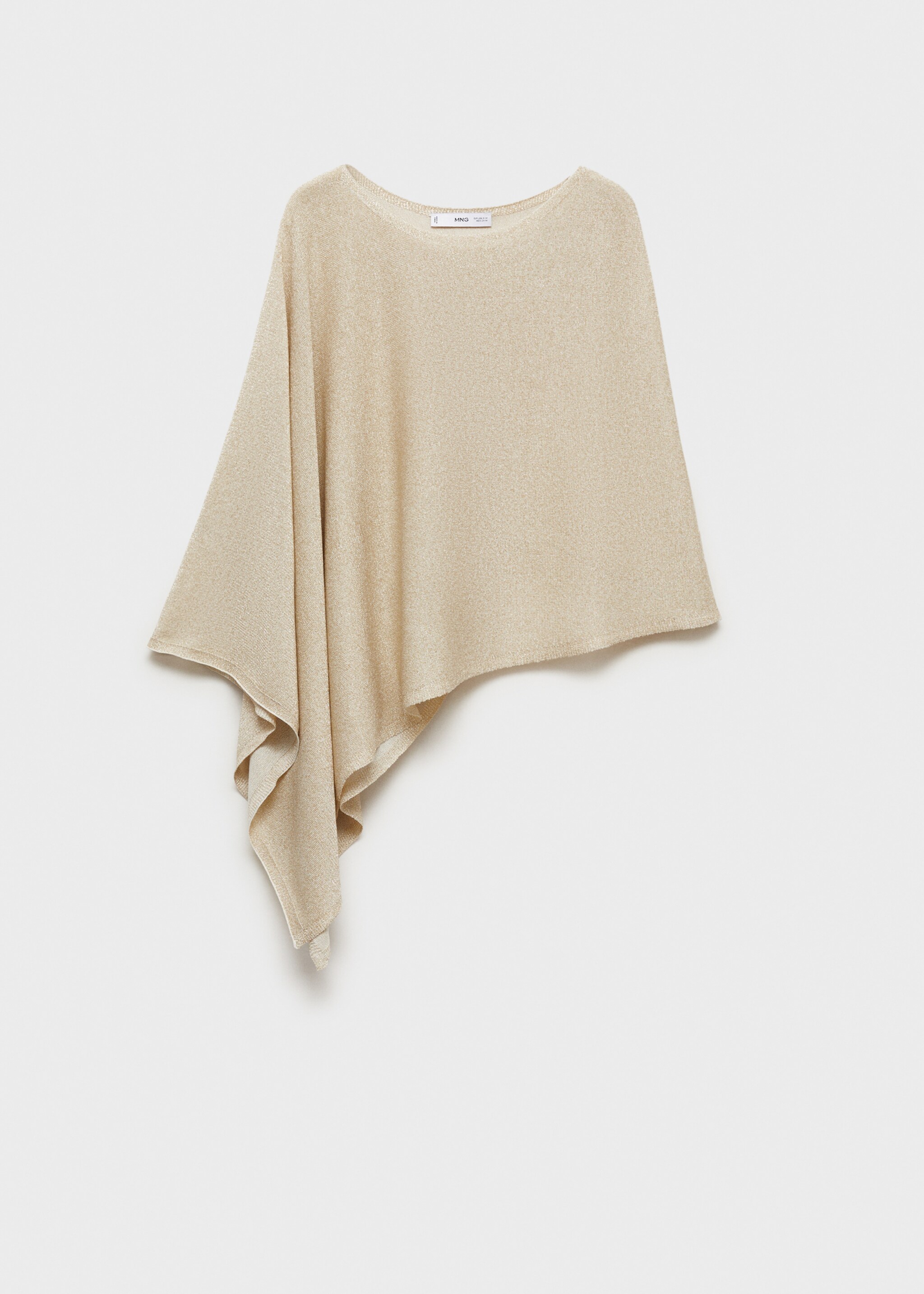 Asymmetrical lurex knitted cape - Article without model, Gold. Ref: 87064063-00.