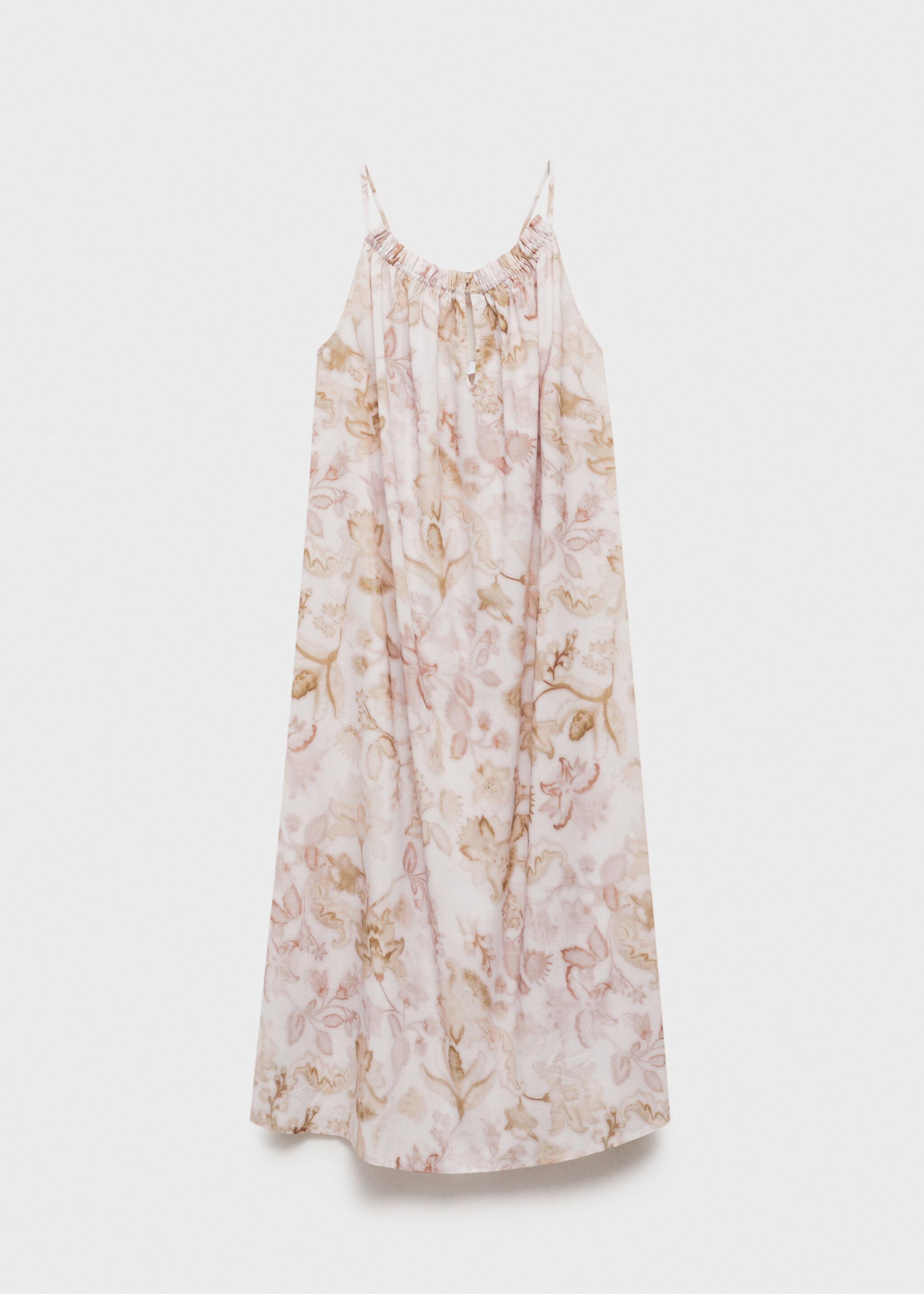 Floral print cotton nightdress - Article without model, Light/Pastel Grey. Ref: 87064068-00.