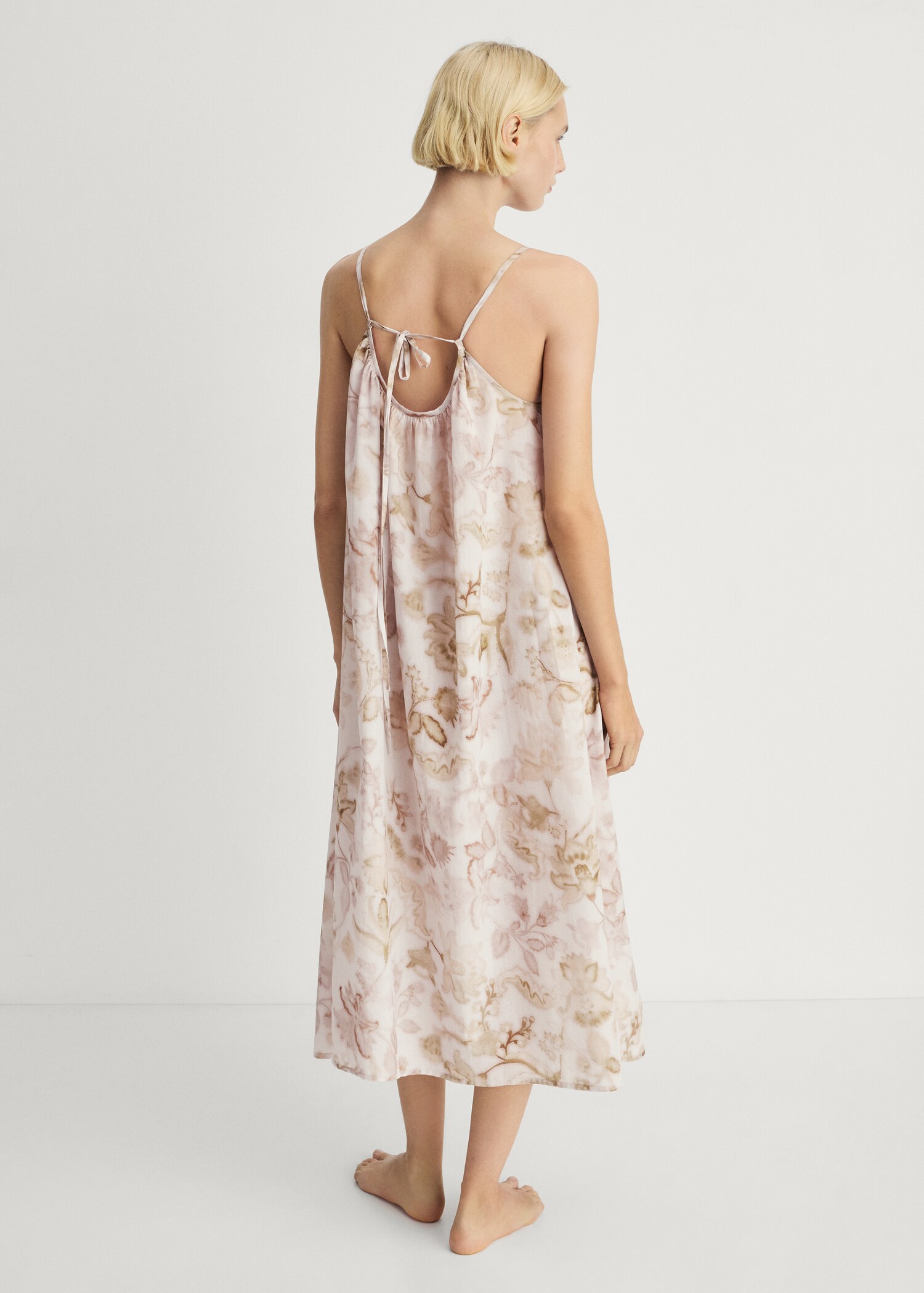 Floral print cotton nightdress - Reverse of the article