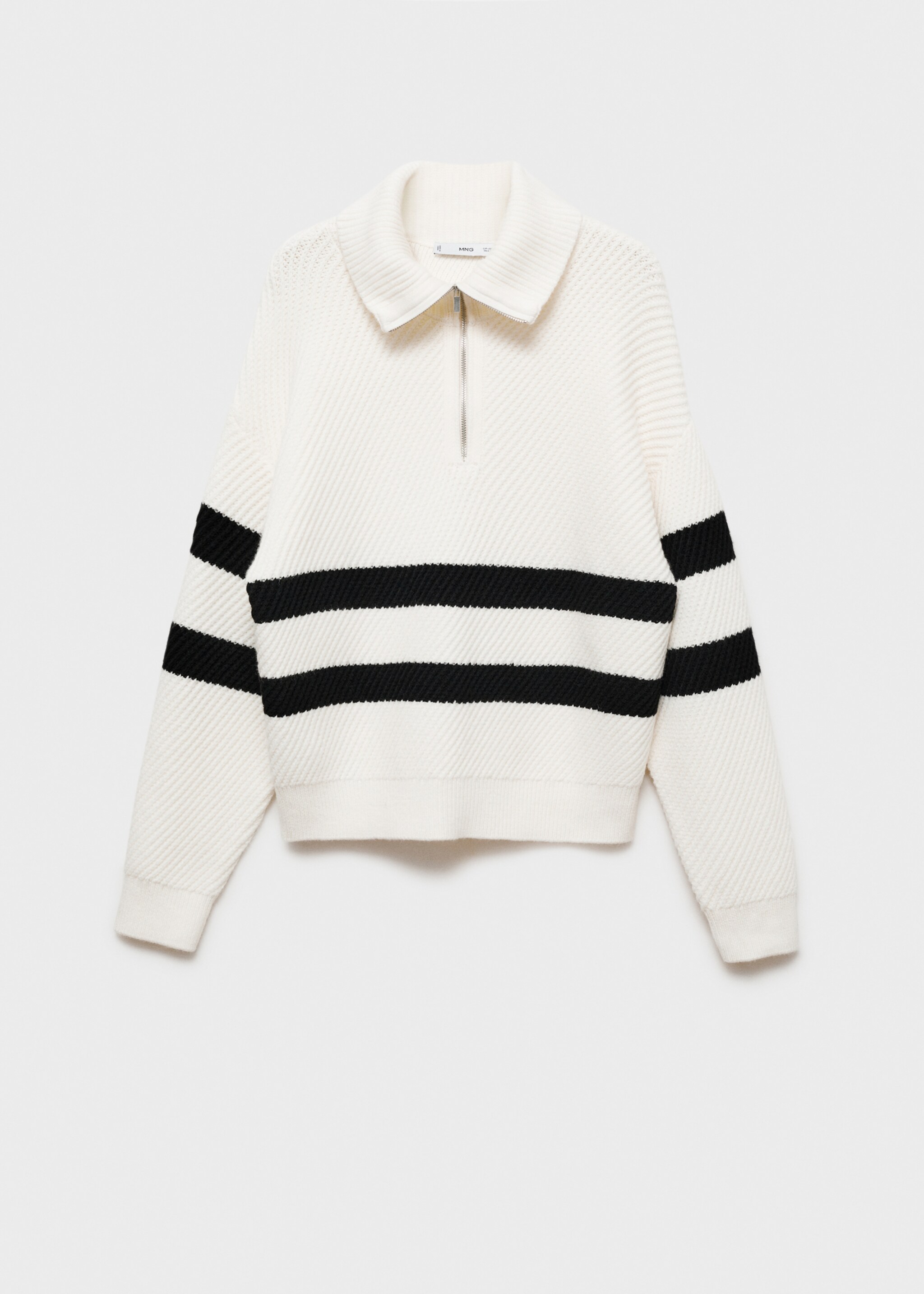 Striped ribbed-knit sweater - Article without model, Ecru. Ref: 87064071-00.