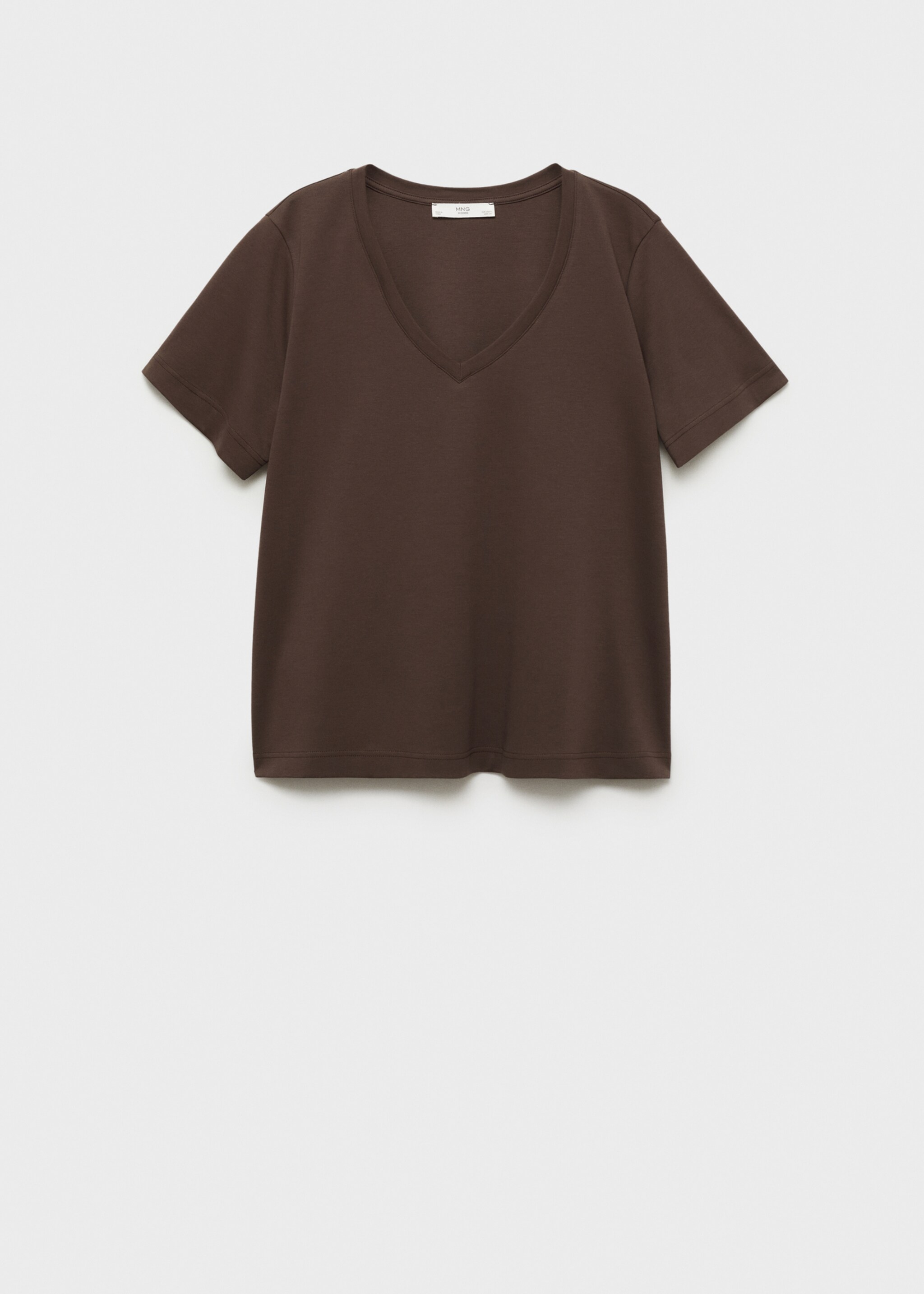 Bavlněné pyžamové tričko s výstřihem do V a jednobarevným designem - Zboží bez modelu, Hnědá. Ref: 87064073-00.