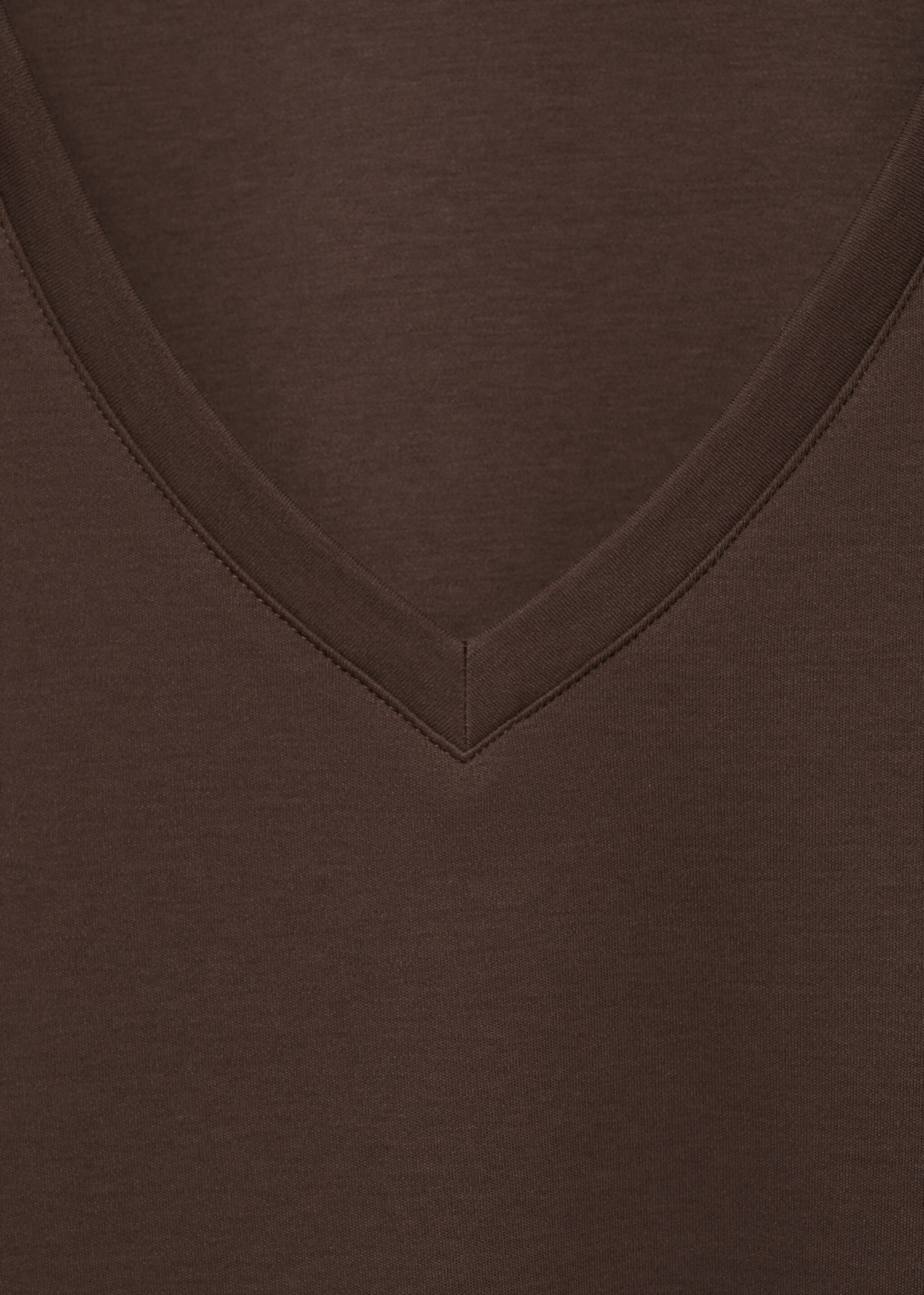 Bavlněné pyžamové tričko s výstřihem do V a jednobarevným designem - Detail zboží 8, Hnědá. Ref: 87064073-00.