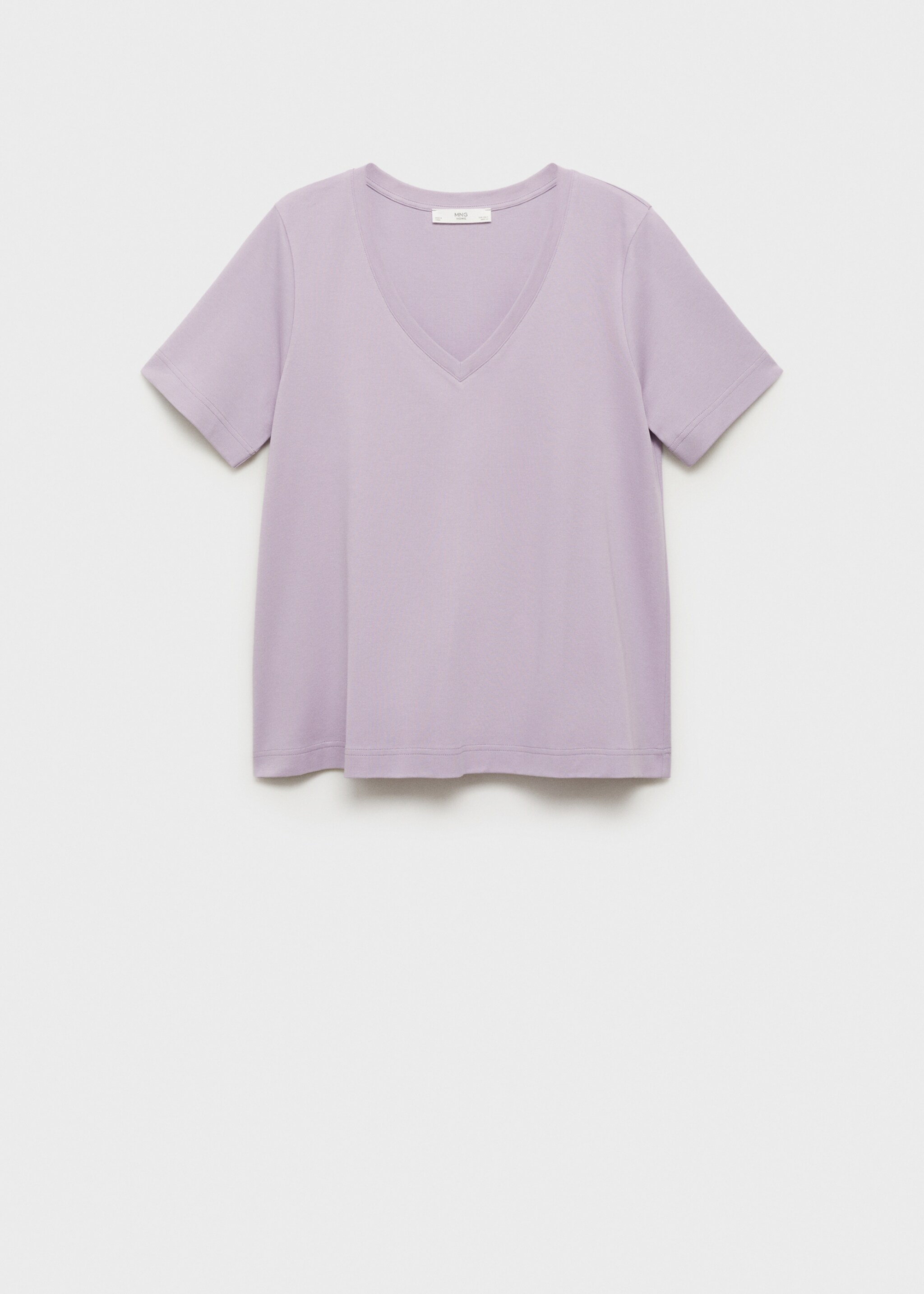 Plain V-neck cotton pyjama t-shirt - Article without model, Lavender. Ref: 87064073-00.