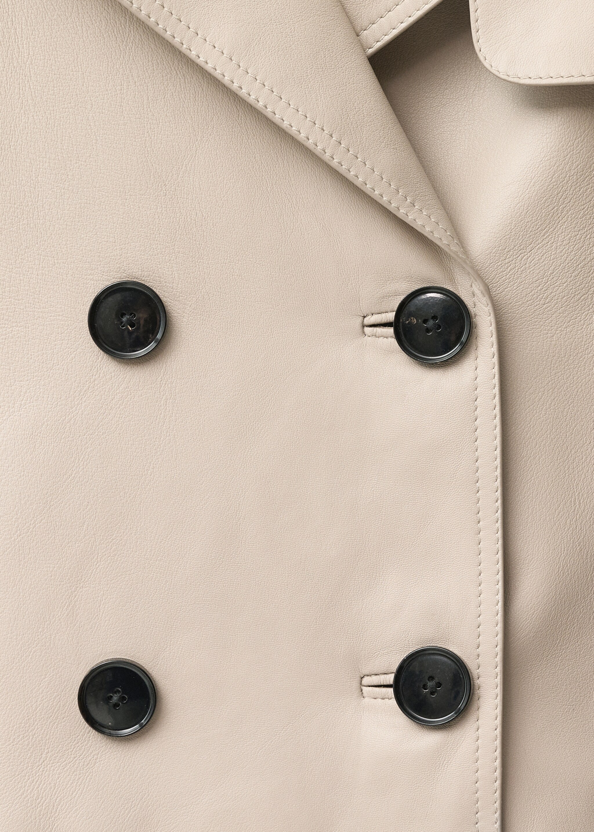 Cropped leather trench coat - Details of the article 8, Ice Grey. Ref: 87064075-00.