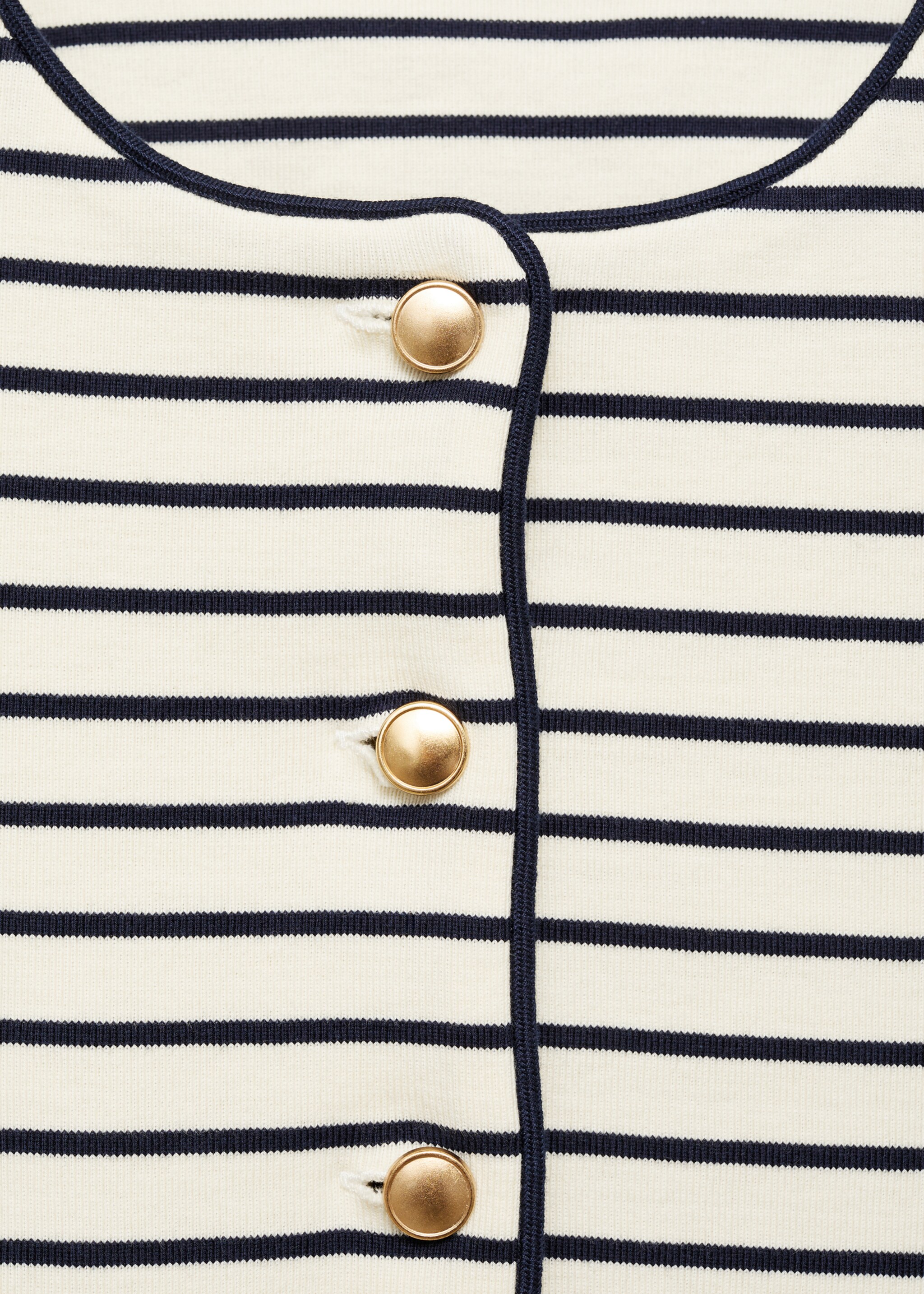 Stripped knit cardigan - Details of the article 8, Ecru. Ref: 87064079-00.