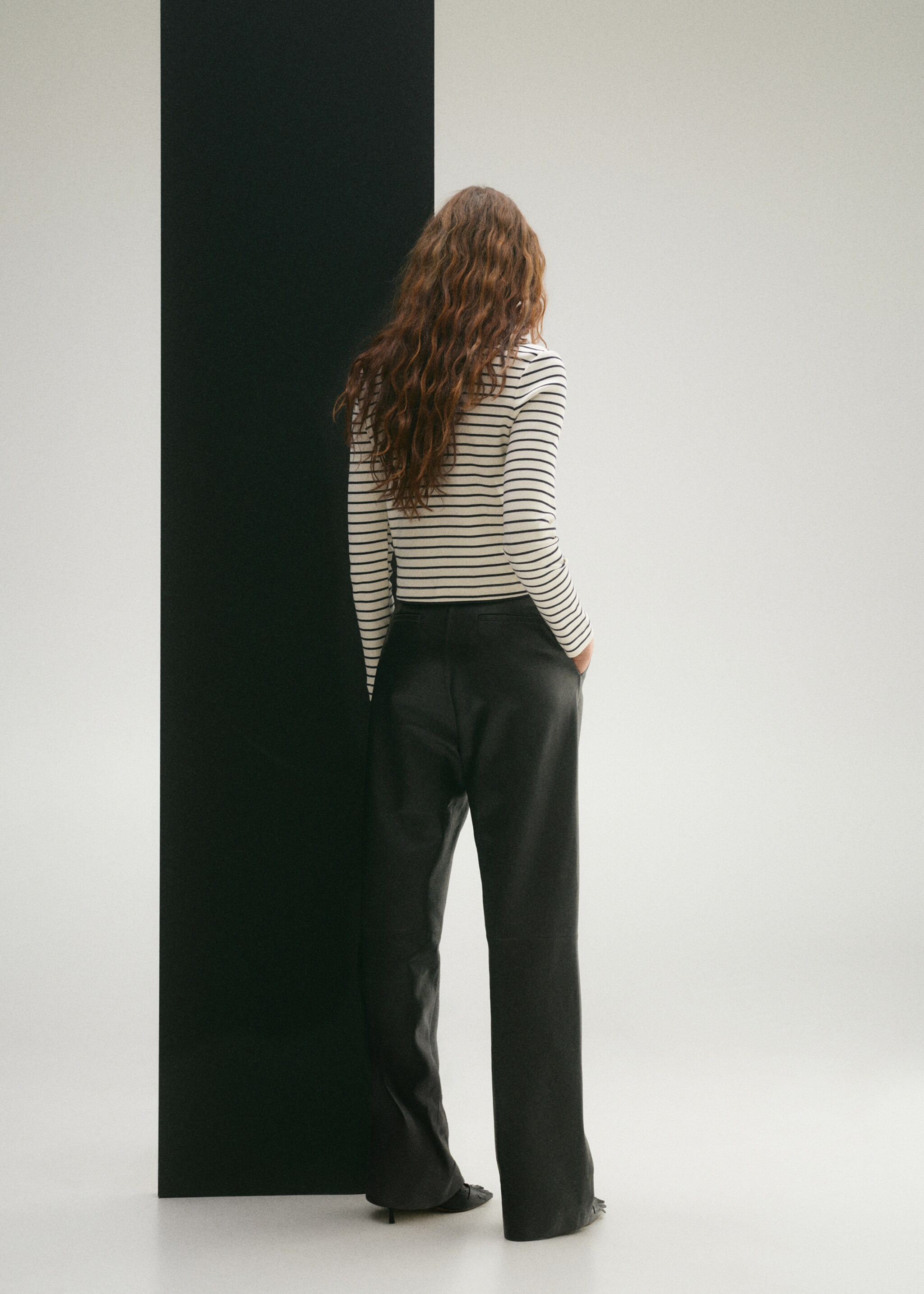 Stripped knit cardigan - Reverse of the article, Ecru. Ref: 87064079-00.