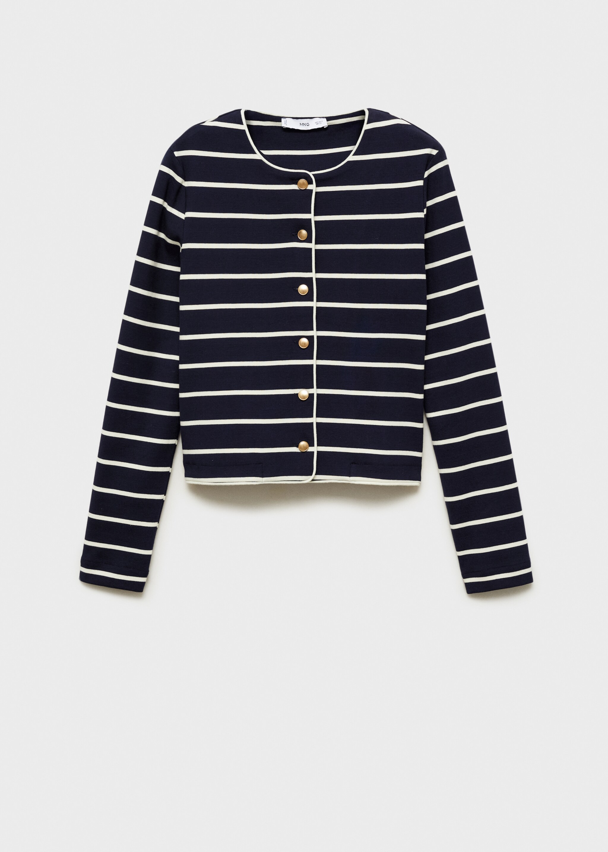 Stripped knit cardigan - Article without model, Dark Navy. Ref: 87064079-00.