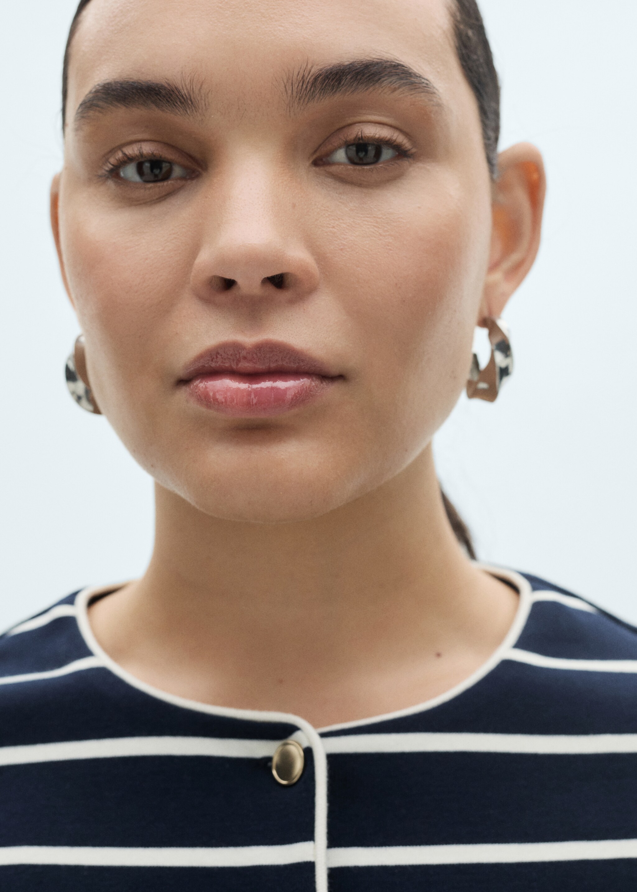 Stripped knit cardigan - Details of the article 4, Dark Navy. Ref: 87064079-00.