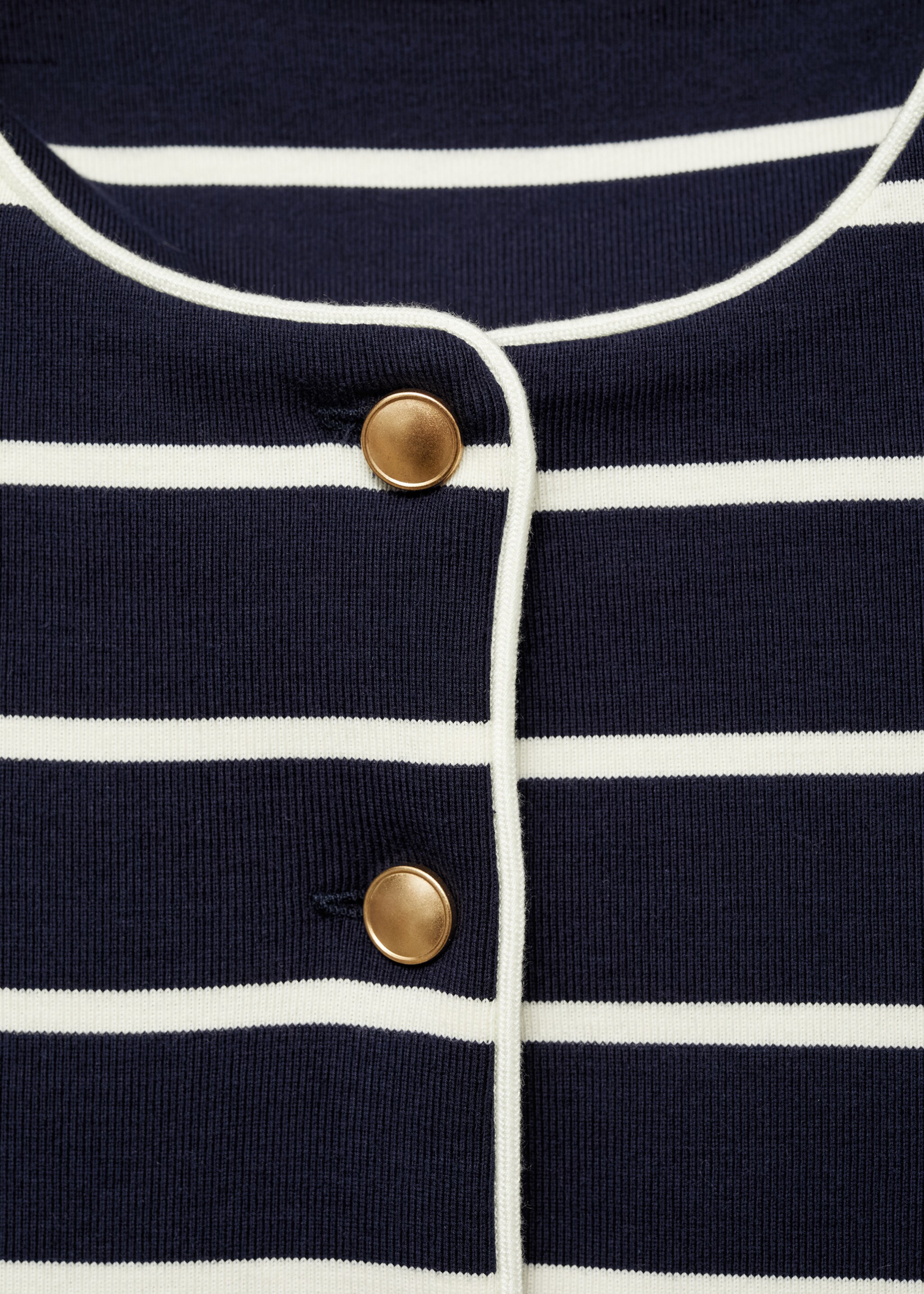 Stripped knit cardigan - Details of the article 8, Dark Navy. Ref: 87064079-00.