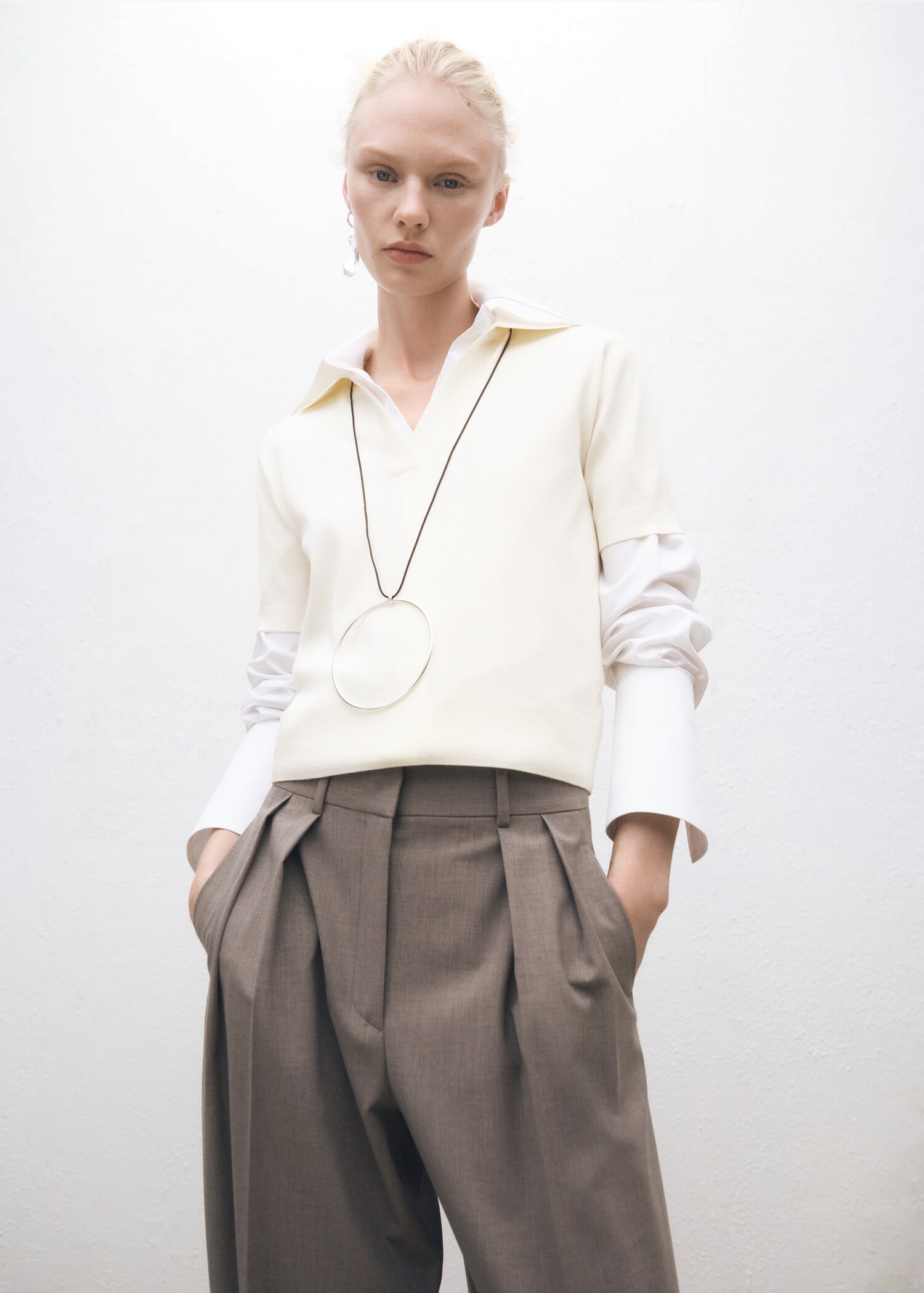 Wool-blend polo-neck sweater - Medium plane