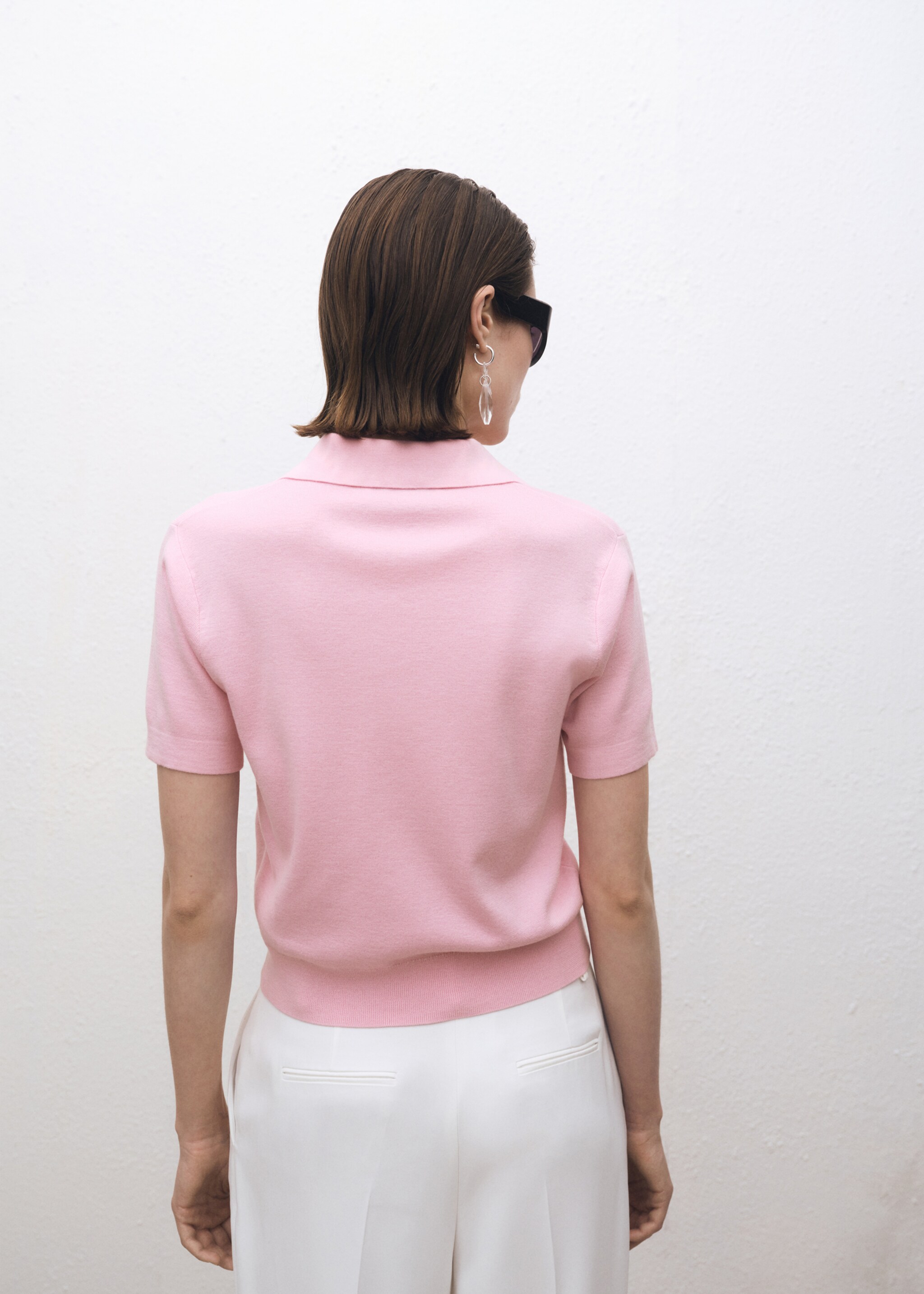 Wool-blend polo-neck sweater - Reverse of the article, Pink. Ref: 87064088-00.