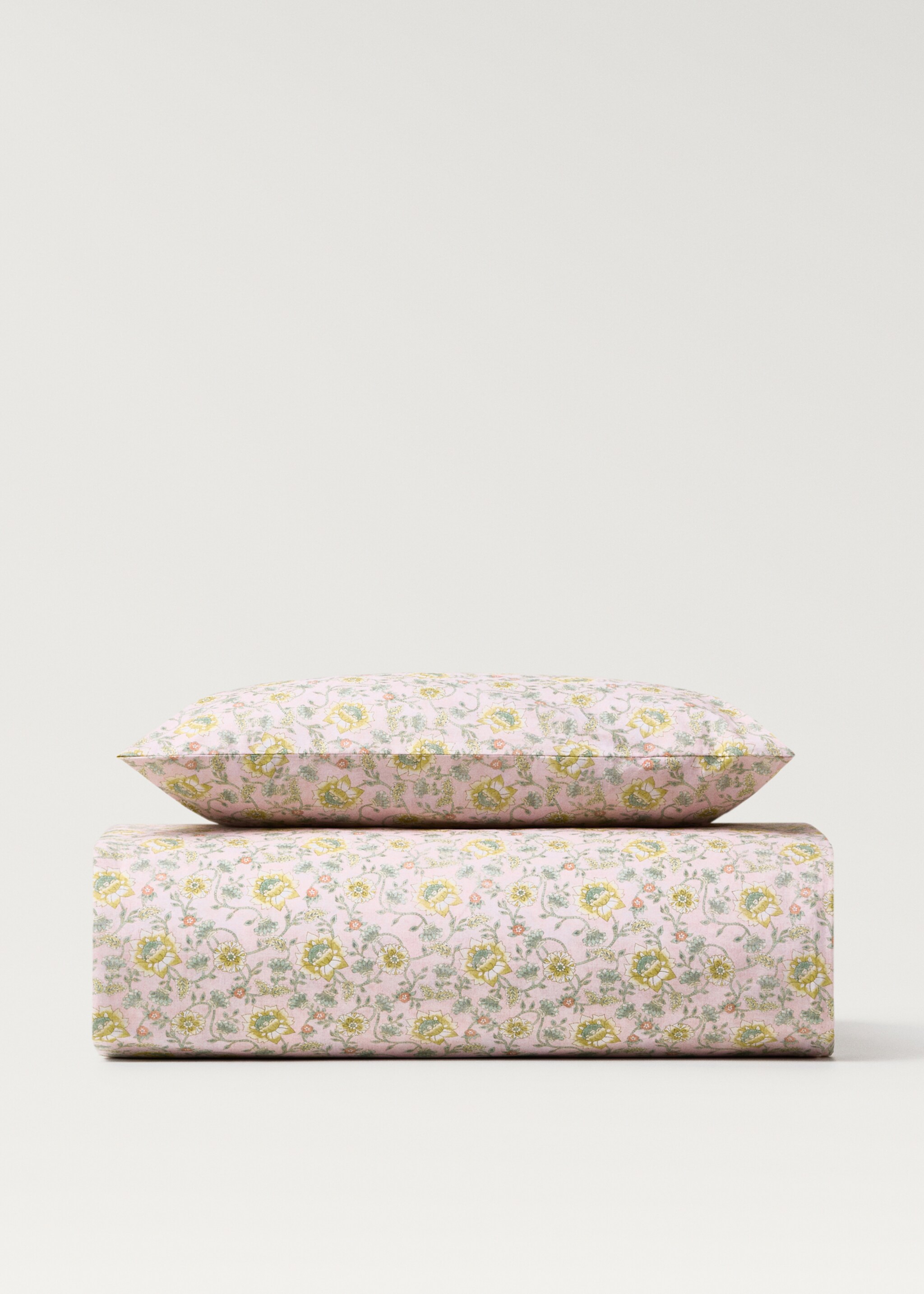 Housse de couette enfant  percale de coton imprimé fleuri lit 90 cm - Article sans modèle, Rose. Ref: 87064089-00.