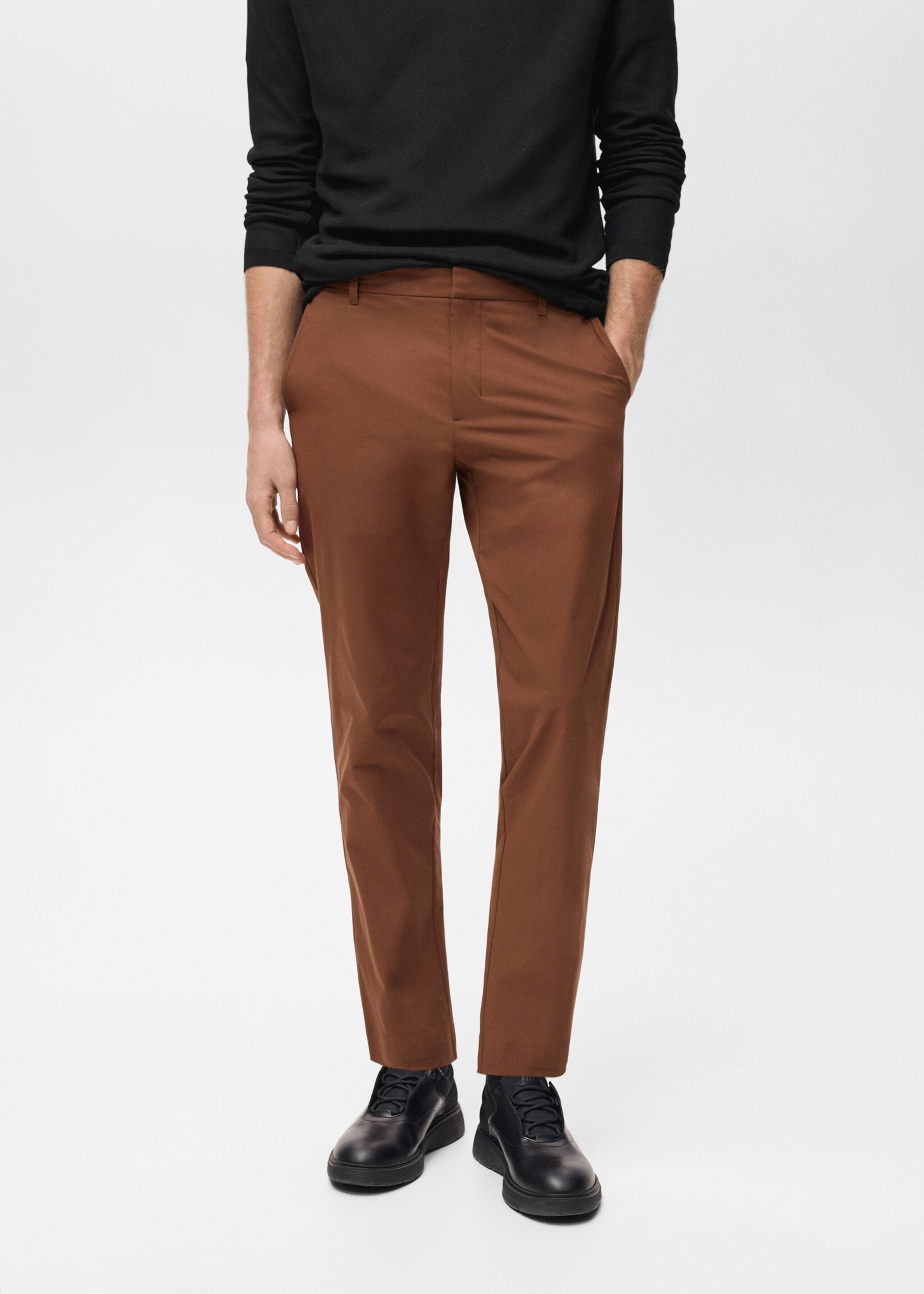 Pantaloni slim-fit comfort stretch coulisse - Piano medio, Arancione tostato. Ref: 87064389-00.